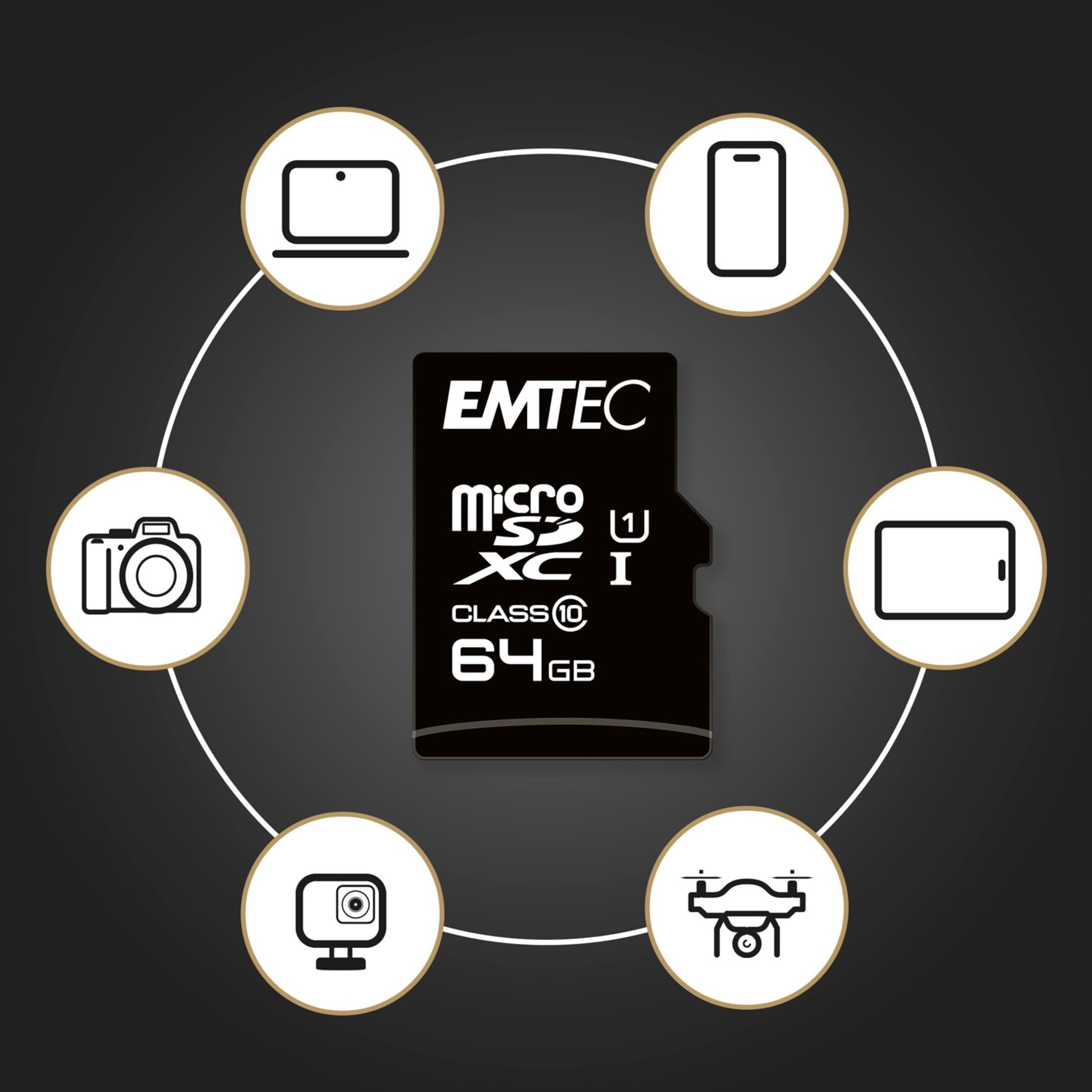 Emtec ECMSDM64GXC10 EliteGold 64GB microSDXC Speicherkarte