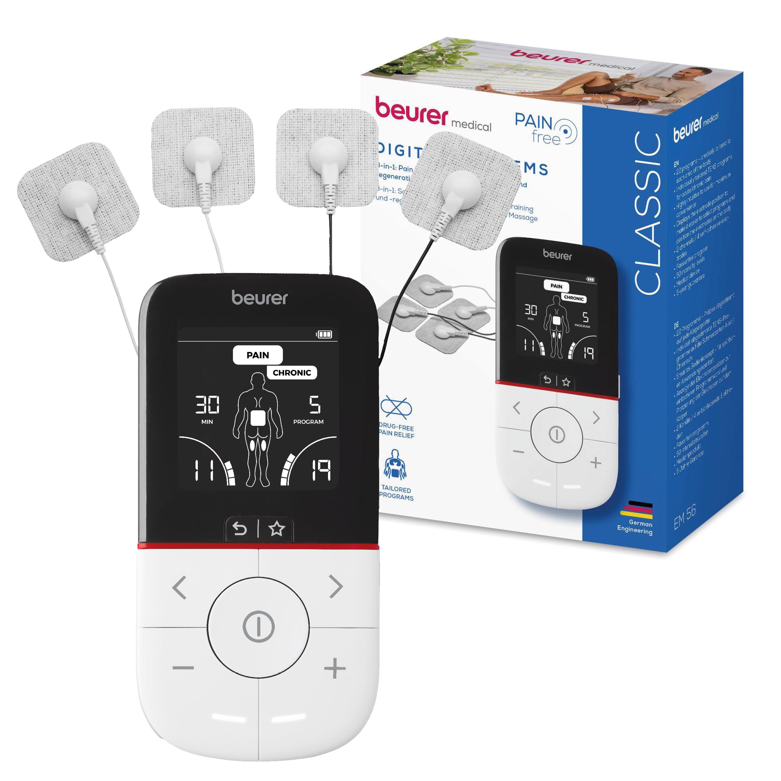 Beurer EM 56 Digital TENS/EMS, 3-in-1 Reizstromgerät zur Schmerzlinderung