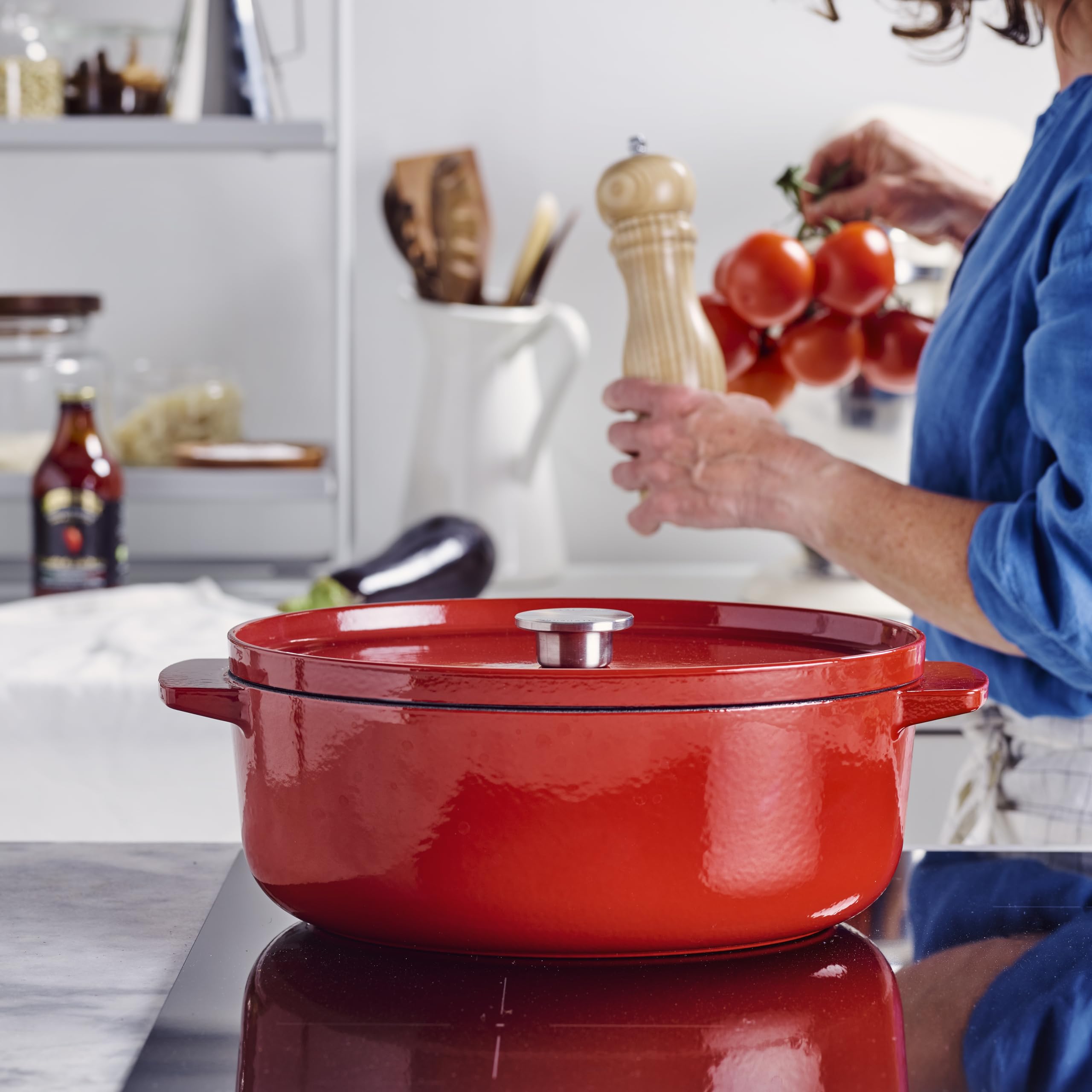 KitchenAid CC006063-001 Bräter mit Deckel - Oval 30cm Rot