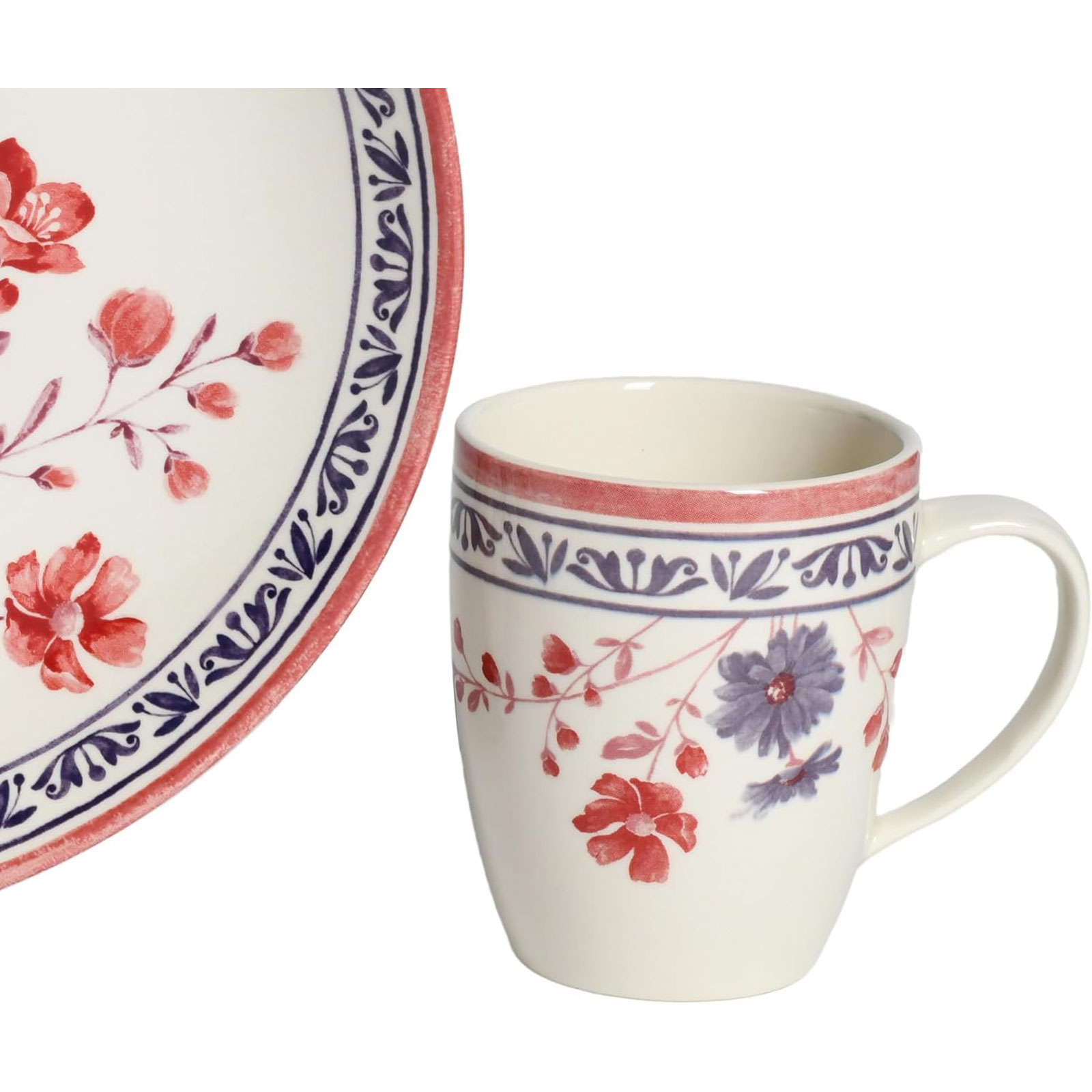 CreaTable, 24017, Serie Cottage, 16-teiliges Geschirrset, Kombiservice aus Steingut, spülmaschinen- und mikrowellengeeignet, Qualitätsproduktion