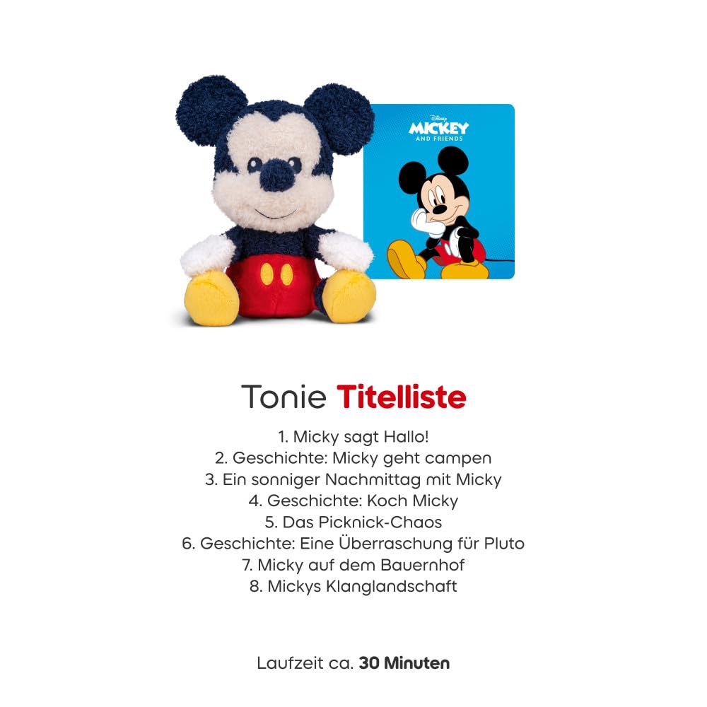 tonies Cuddle Disney Micky Maus, Weiche Plüsch-Hörfigur zum Kuscheln & Lauschen