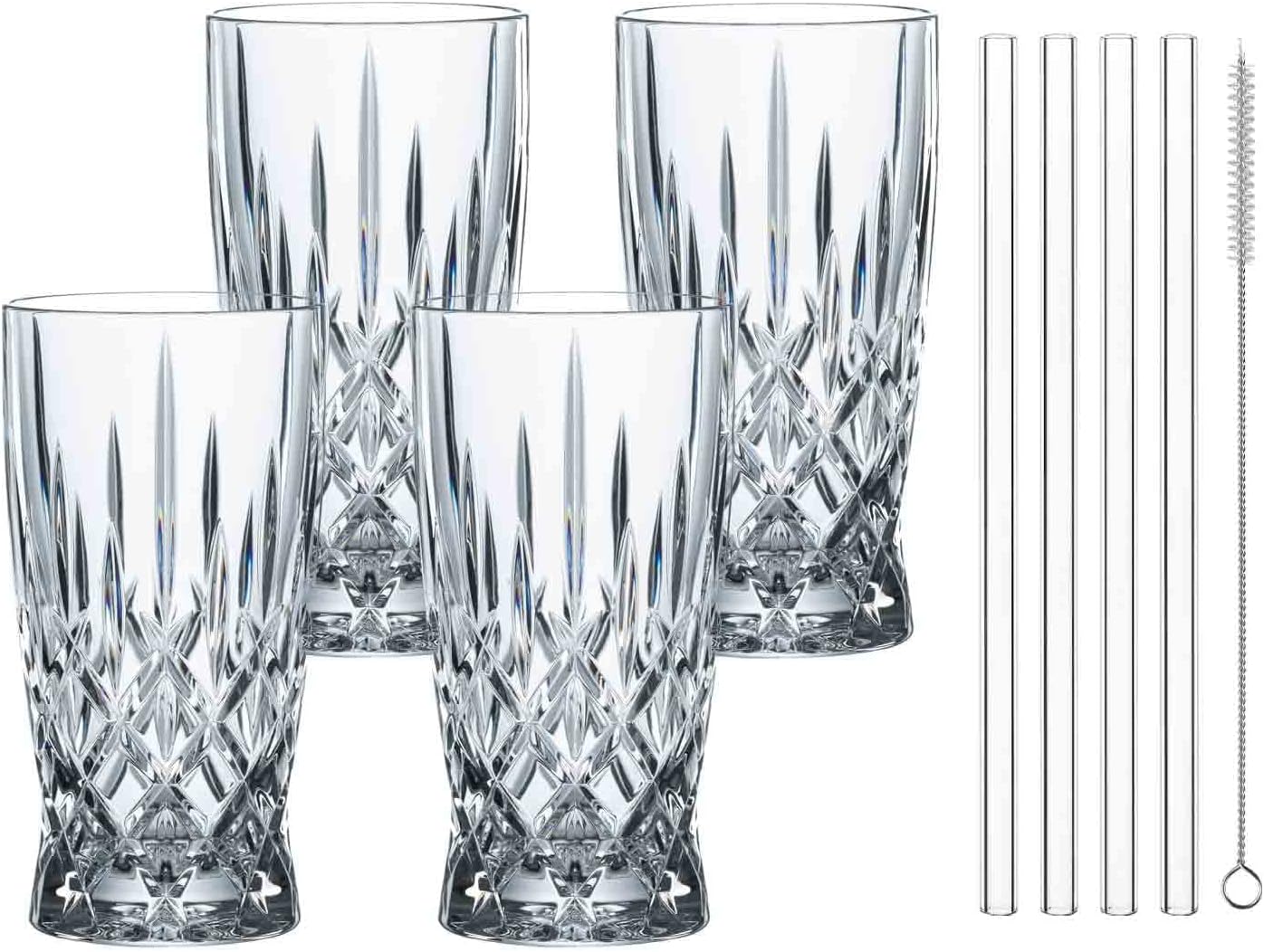 Nachtmann  Latta Macchiato Set4 + 4 Glastrinkhalme Noblesse
