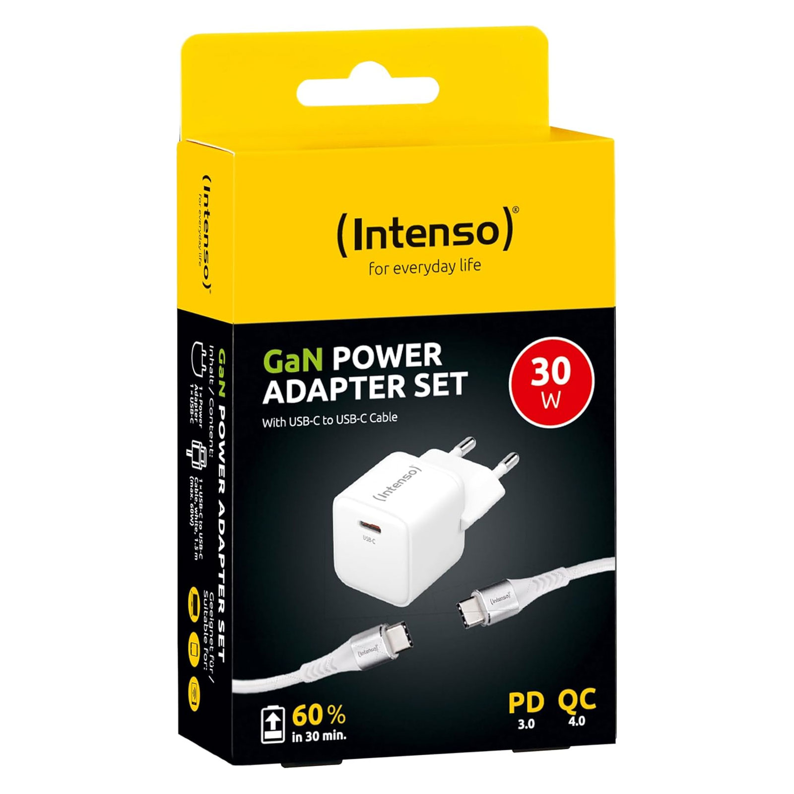 Intenso W30C 30W GaN Adapter + C315C USB-C-Kabel, 1,5 m, Weiß (7803042)