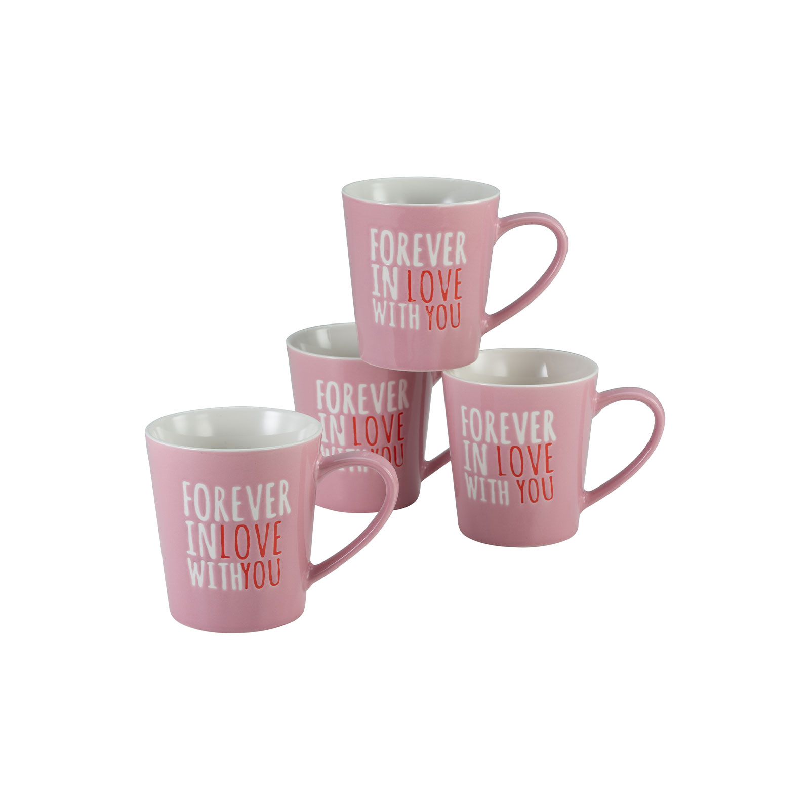 CreaTable, 33034, Serie Forever in love with you, Kaffeebecher 4 teilig