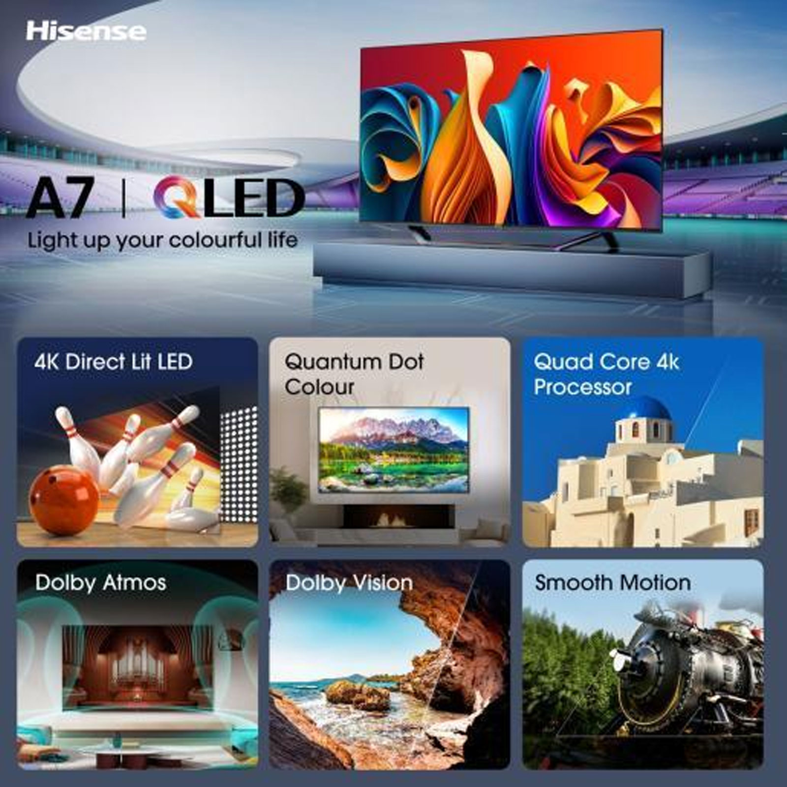 HISENSE 55A79NQ LED TV (55 Zoll (139 cm), 4K UHD, HDR, Smart TV, Sprachsteuerung (Alexa, VIDAA Voice), Aufnahmefunktion, Dolby Atmos, VIDAA 7.6)
