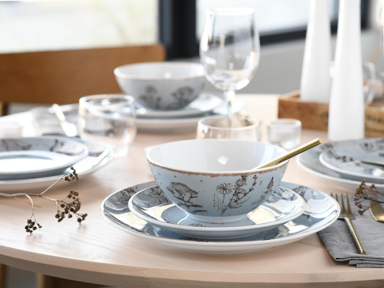CreaTable, 22507, Serie Vintage FLOWERS, Geschirrset, Kombiservice 16 teilig