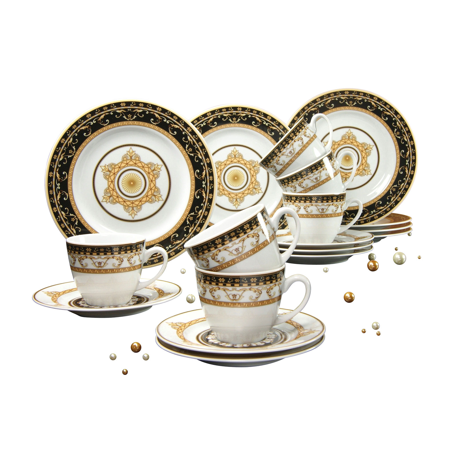 CreaTable, 15084, Serie Majestosa schwarz, Geschirrset Kombiservice 30 teilig
