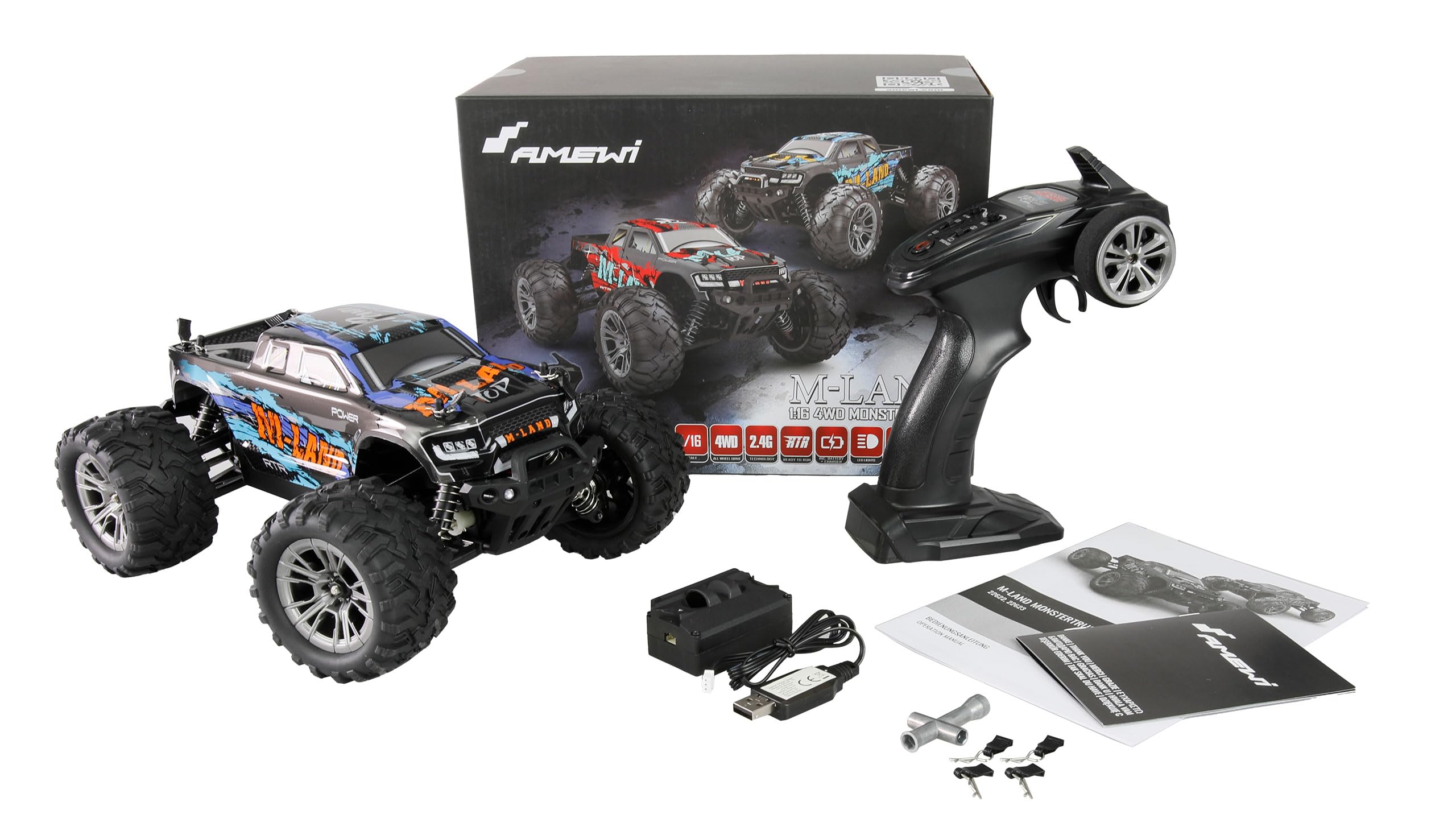 M-Land Monstertruck, RC ferngesteuert, 48km/h 4WD 1:16 RTR