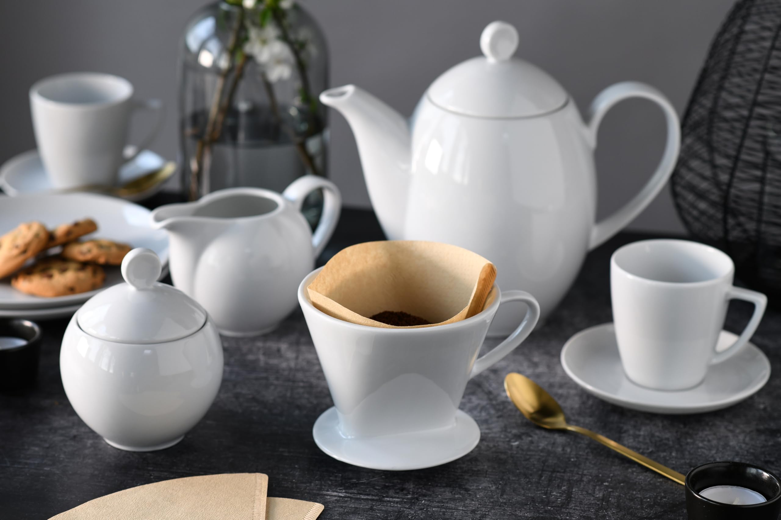 CreaTable, 24598, Serie Nostalgie Kaffeefilter, Kaffeefilter aus Porzellan