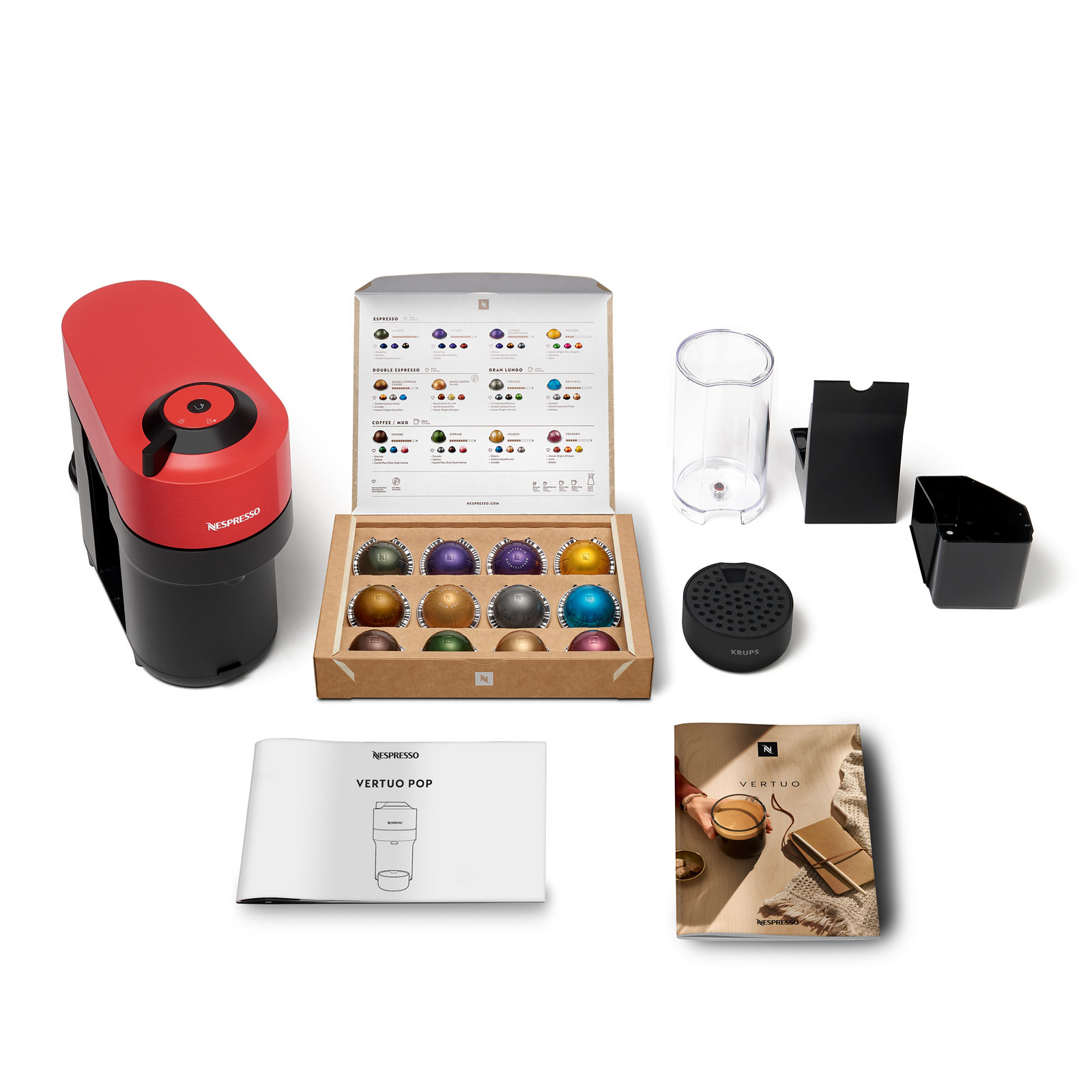 Krups XN9205.22 Vertou Pop Red inkl. Nestlé Nespresso Geschenk-Set Recycling Behälter + Travel Mug  und Aerocchino 3