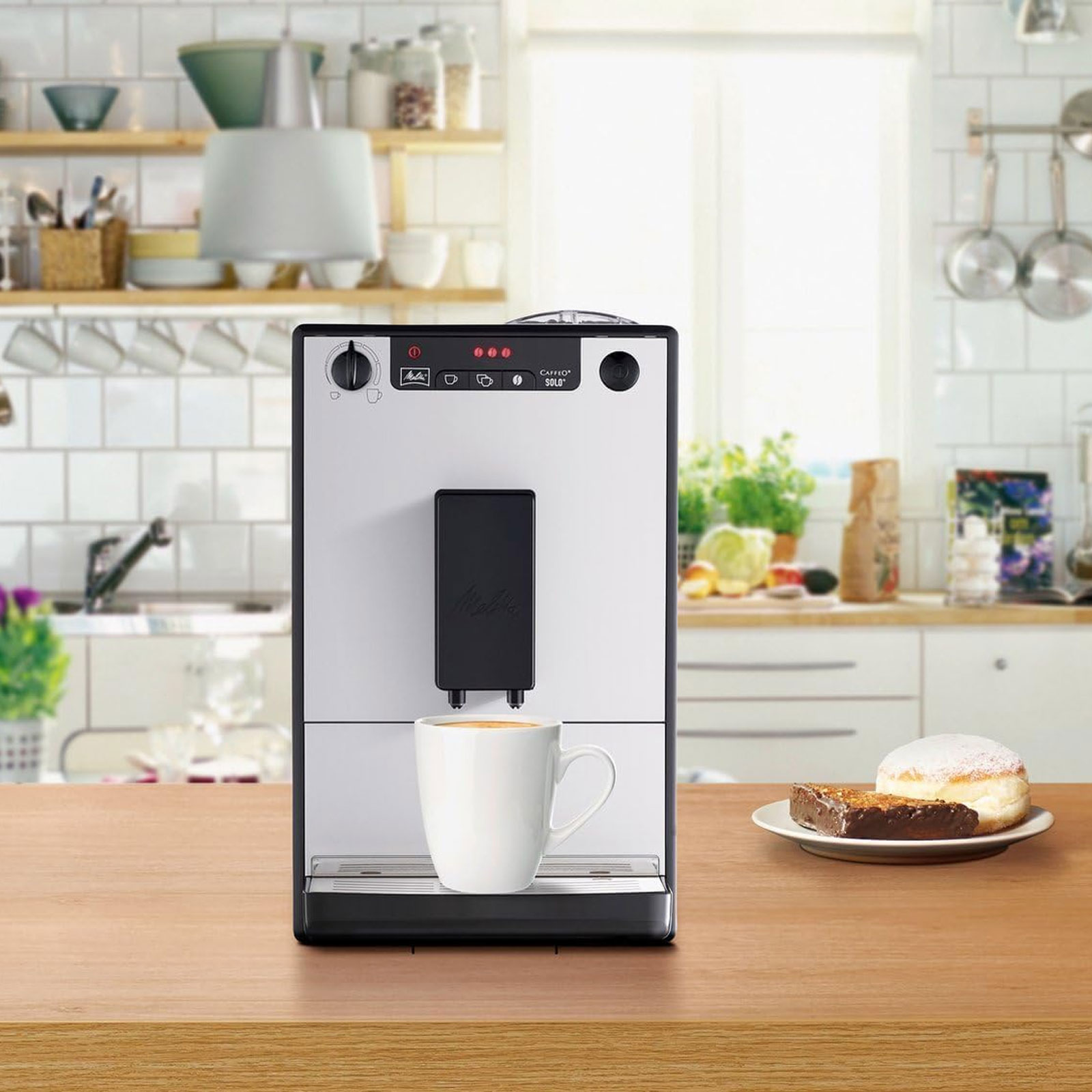 Melitta Pure Silver E950-766 Kaffeevollautomat inklusive Melitta BELLACREMA® LA CREMA und Melitta doppelwandige Espresso-Gläser