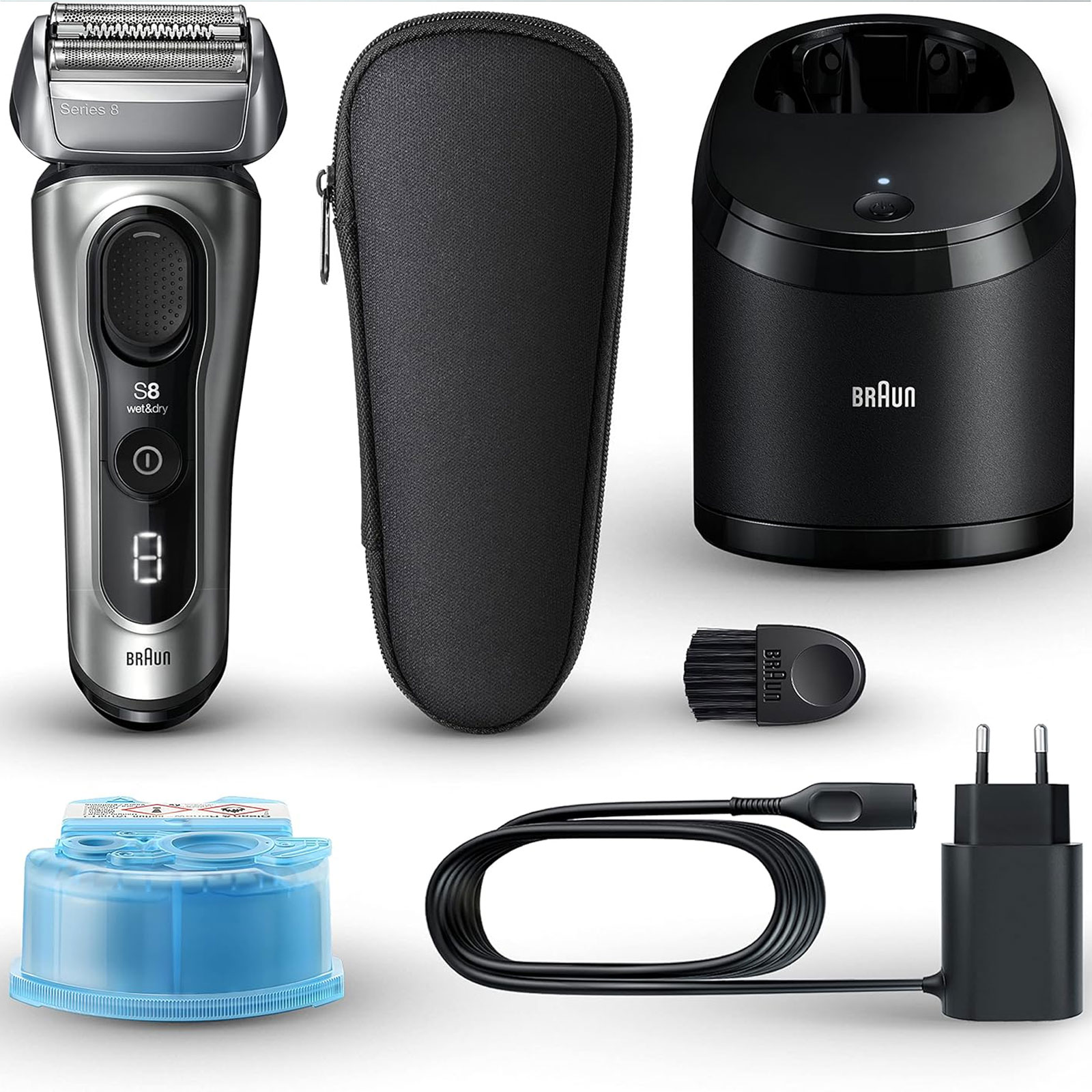 BRAUN Series 8 Elektrorasierer, SensoAdapt, Ladeständer, 8617s Herrenrasierer