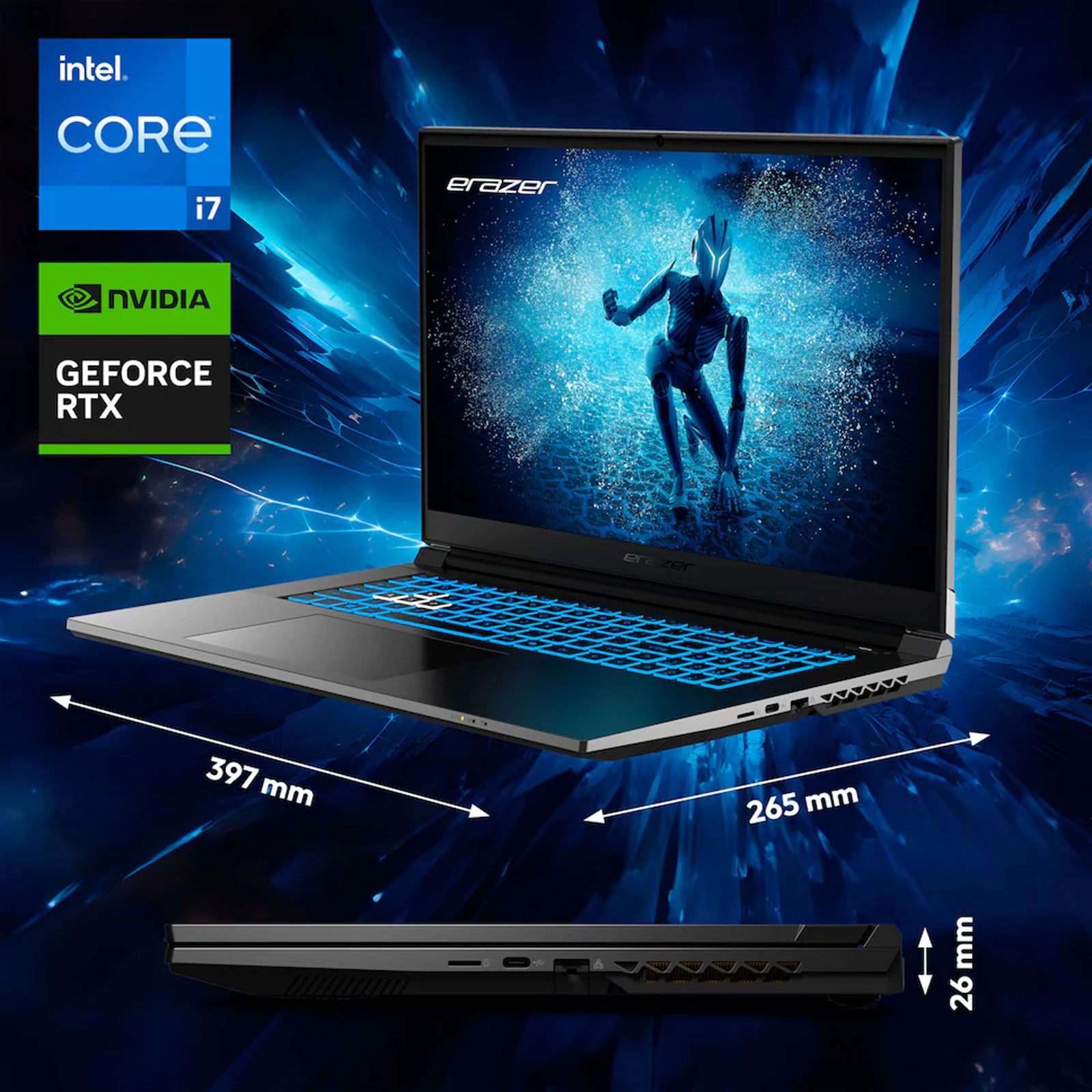 ERAZER Gaming-Notebook Defender P50i, Schwarz, 17,3 Zoll
