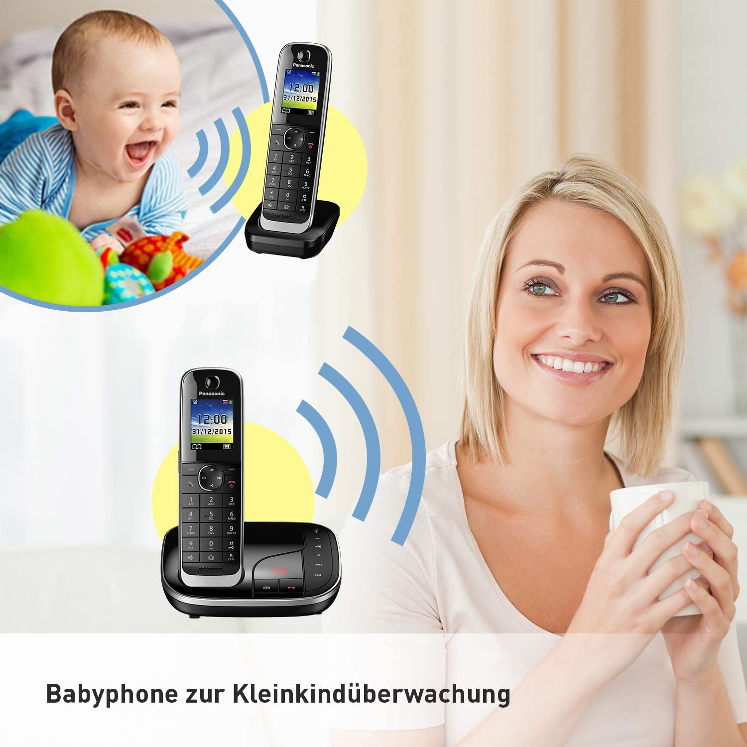 Panasonic KX-TGJ 322 GB schwarz Schnurloses-Telefon mit Anrufbeantworter und 2 Mobilteilen