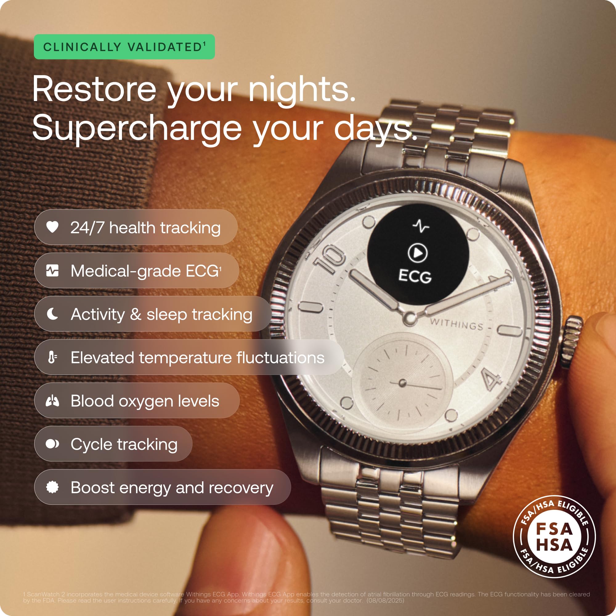 Withings ScanWatch Nova, Hybrid Smartwatch Herzgesundheit für M&F - EKG, SPO2