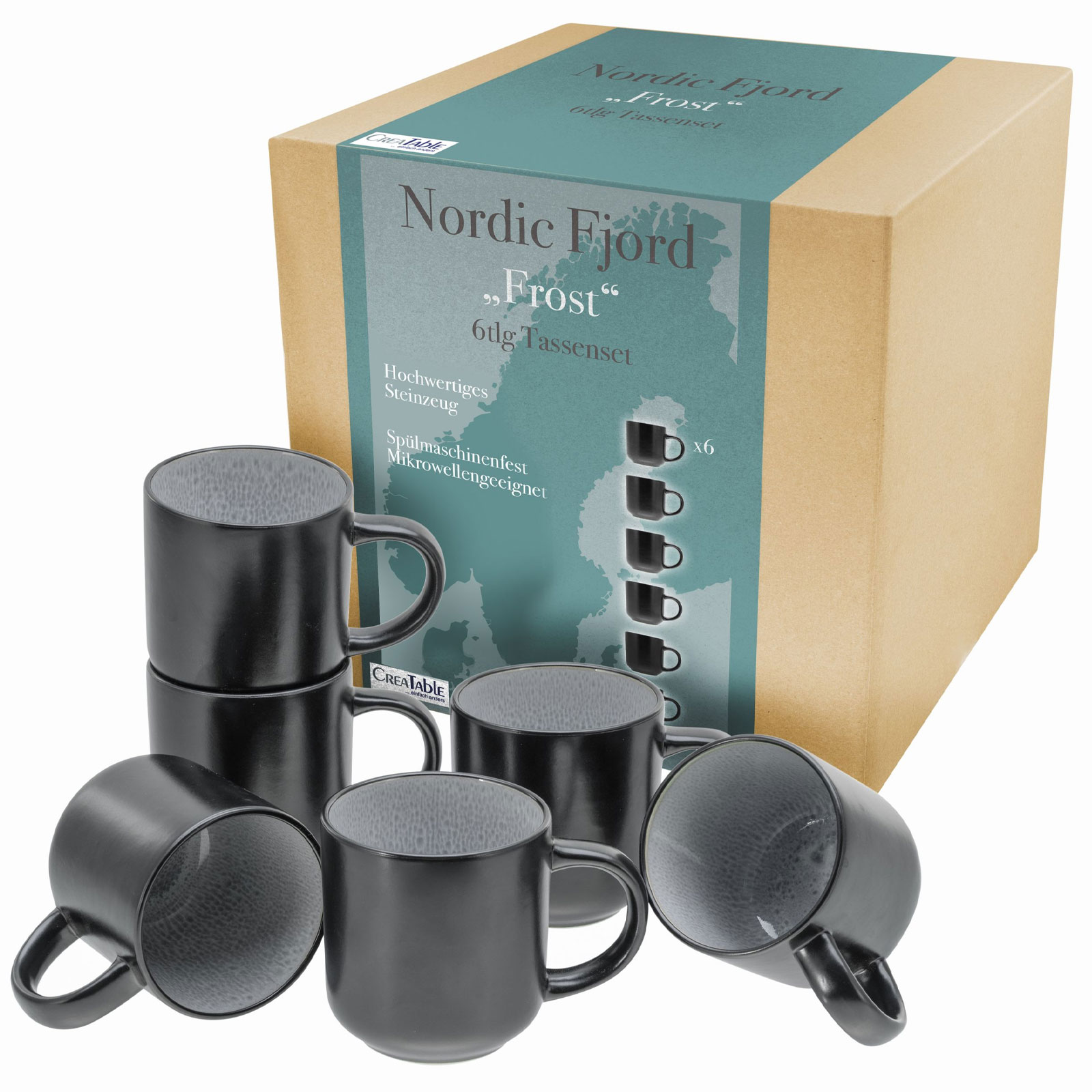 CreaTable Nordic Fjord 21522 Kaffeebecher Set, 6-teilig