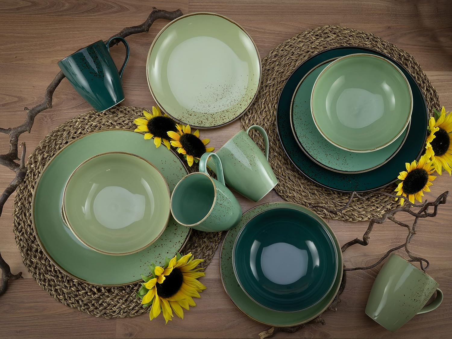 CreaTable, 33321, Serie Nature Collection GREEN LIFE, Geschirrset, Kombiservice 16 teilig