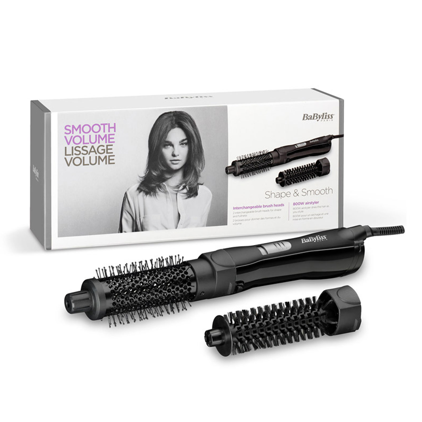 Babyliss AS82E Shape & Smooth Warmluftbürste schwarz