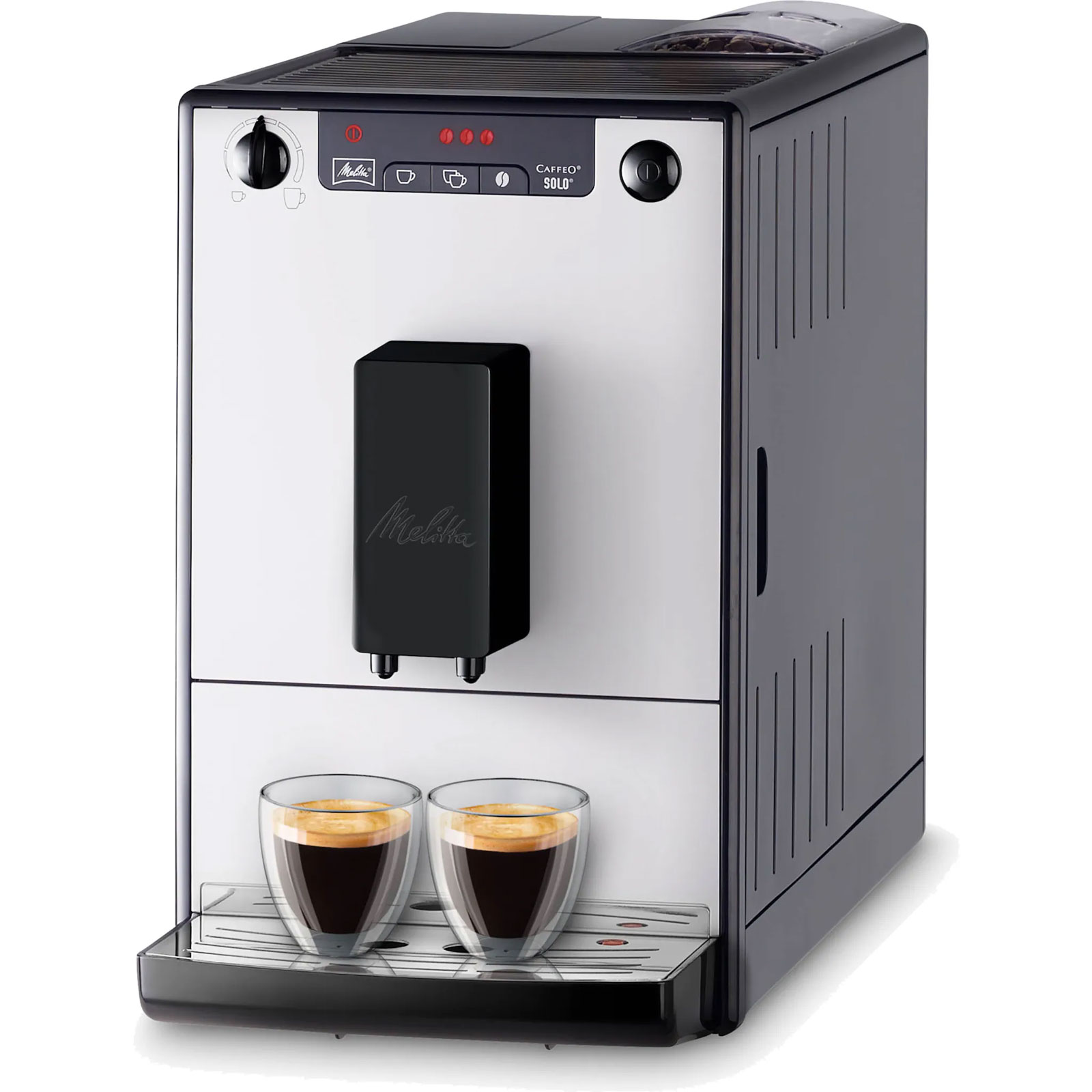 Melitta Pure Silver E950-766 Kaffeevollautomat inklusive Melitta BELLACREMA® LA CREMA und Melitta doppelwandige Espresso-Gläser