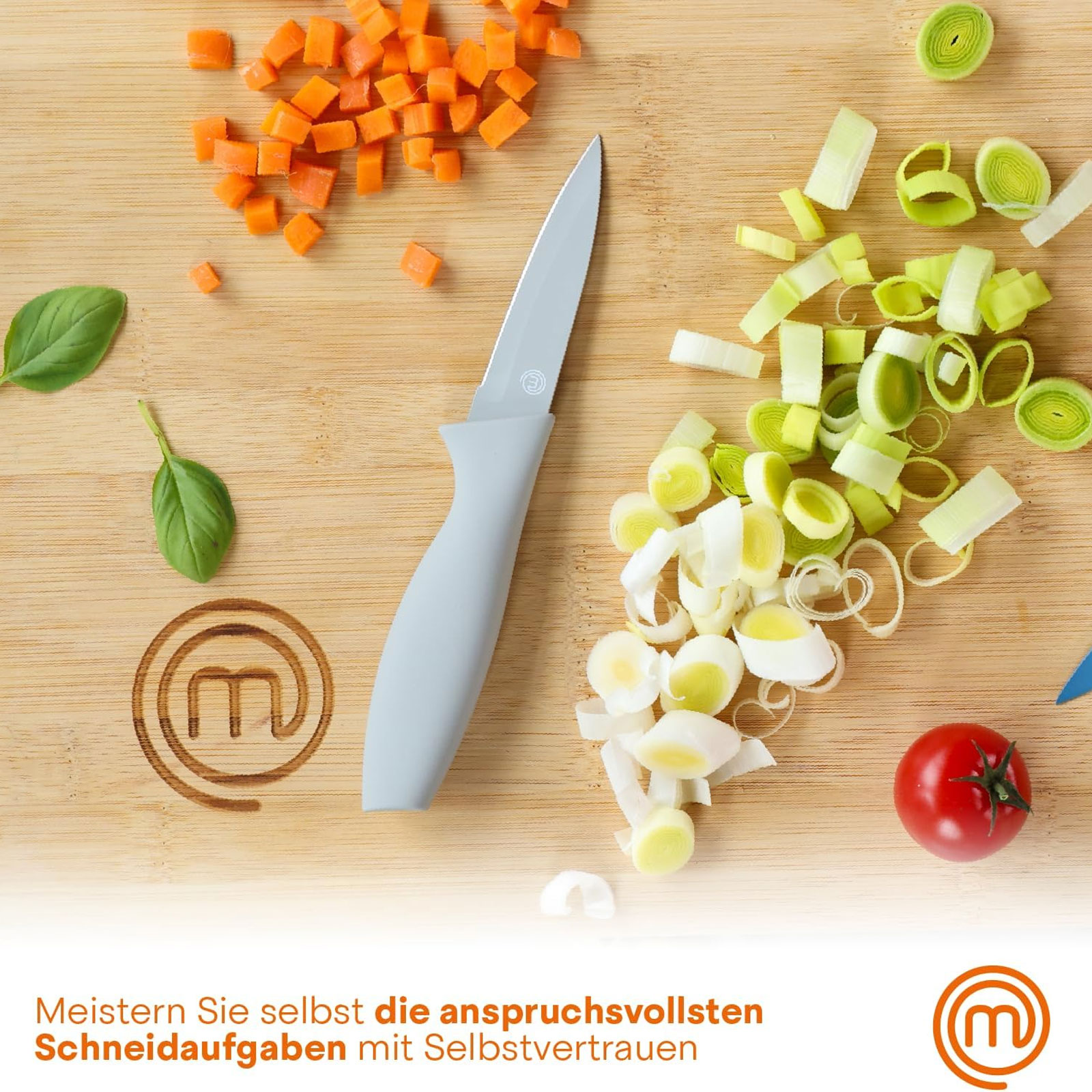 MasterChef FSC Schneidebrett + 3-teiliges Küchenmesser Set