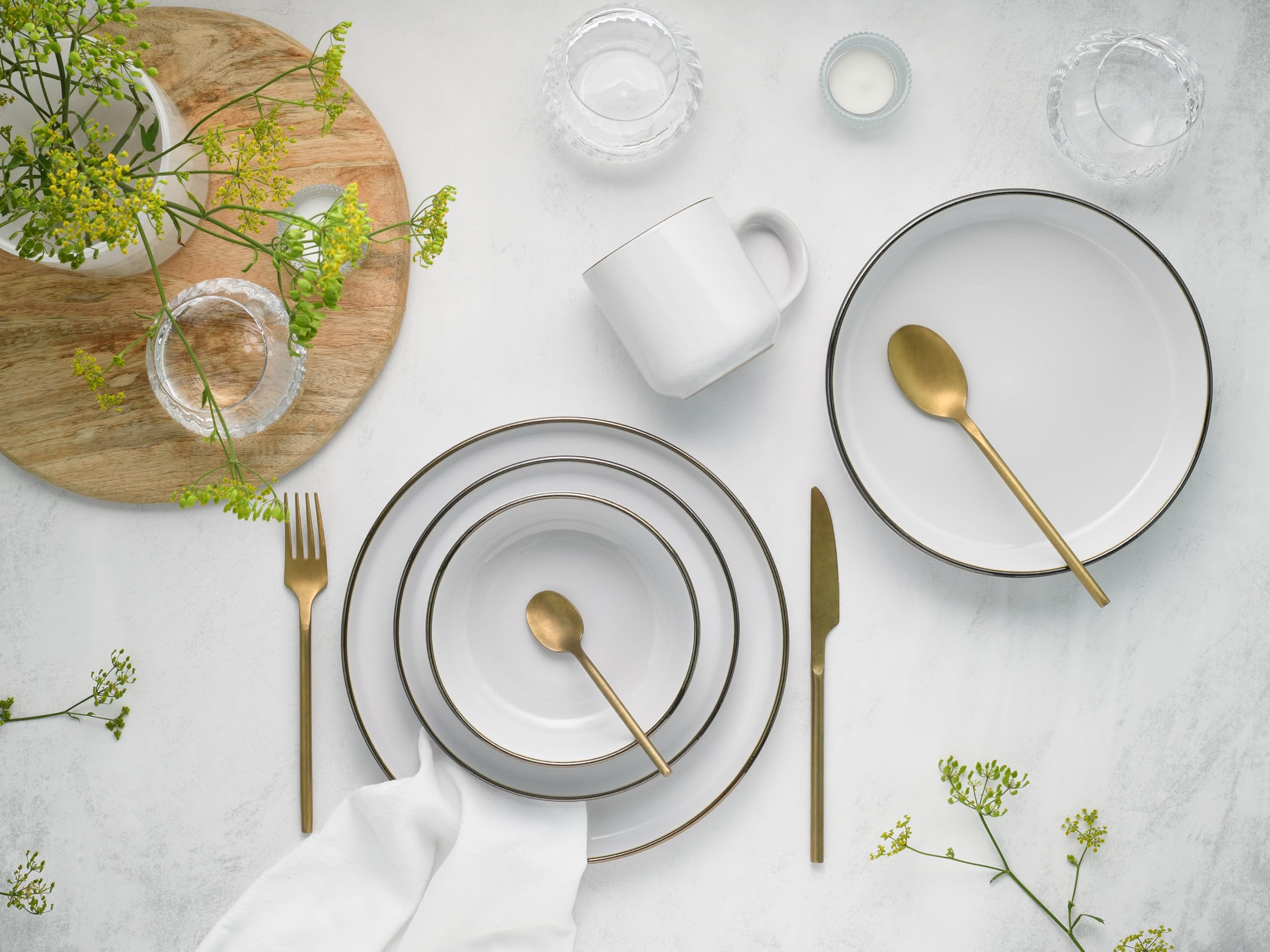 CreaTable 24795 Kombiservice Serie Nordic Festive Weiss 10-tlg. 2 Personen