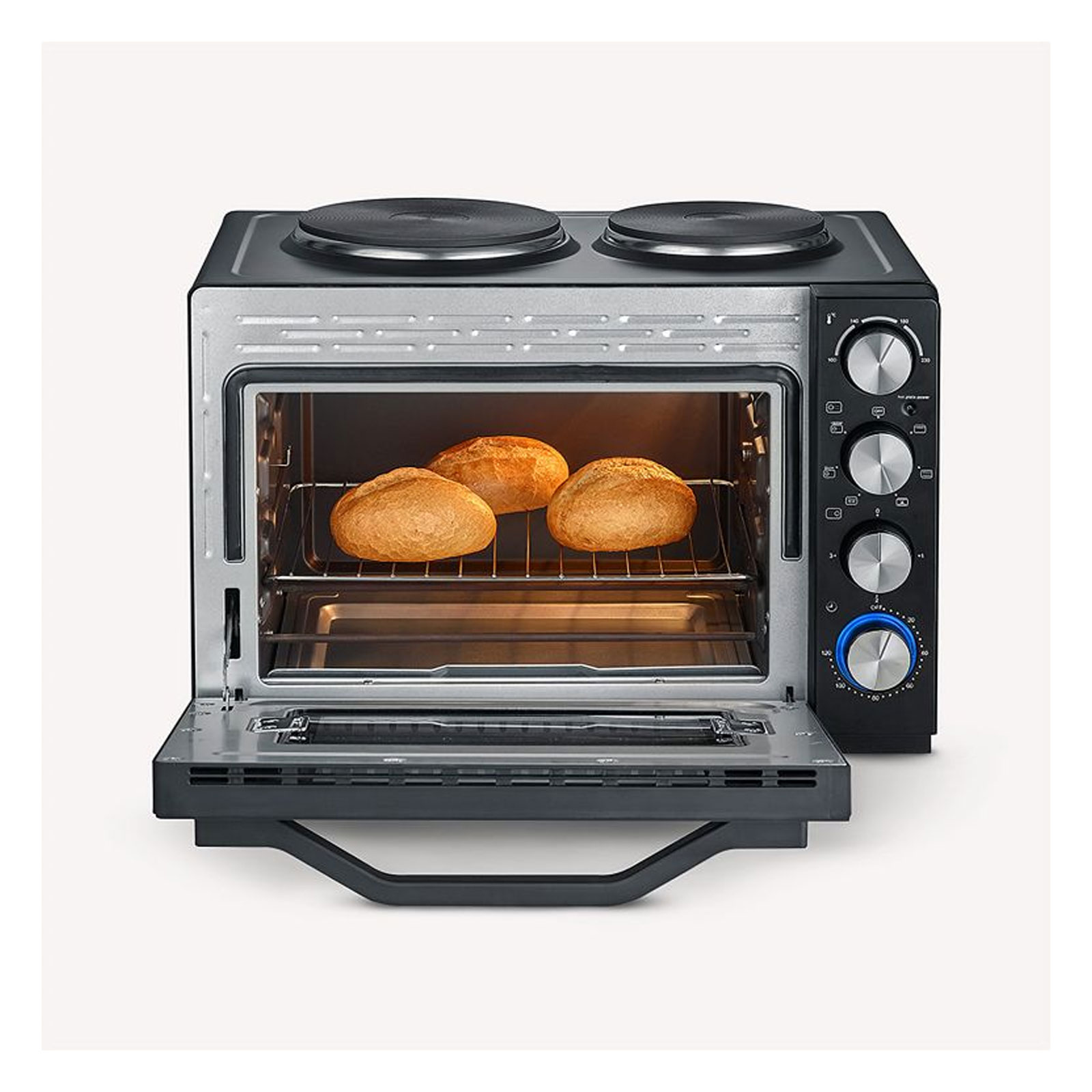 SEVERIN TO 2074 KLEINKÜCHE (2500 W, 30 l, schwarz, Oberhitze und Unterhitze, mit Umluft, Timer, Drehspieß, Backblech)