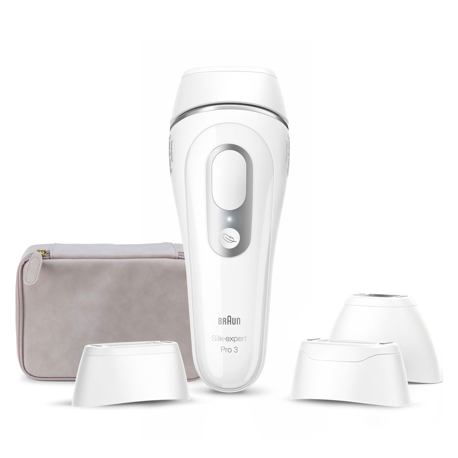 Braun IPL Haarentferner IPL Silk·expert Pro 3 PL3230 (SkinPro 2.0 (SensoAdaptTM), automatische Hautton-Anpassung, bis zu 100 Lichtimpulse pro Minute, Sensitiv-Modus, Aufbewahrungstasche, Standard-, Präzisions- und breiter Aufsatz)