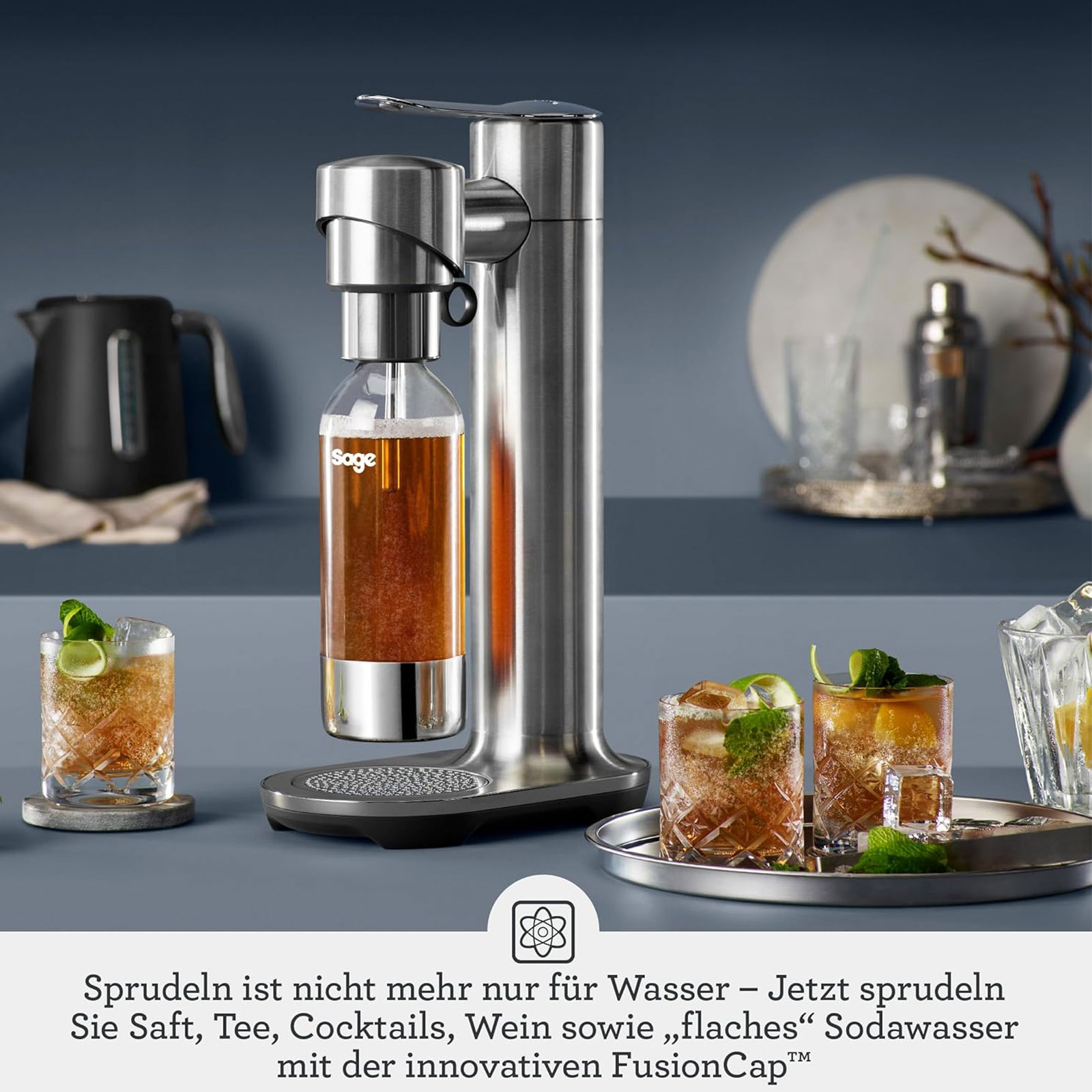 Sage the InFizz Fusion Gebürstetes Edelstahlgrau Trinkwassersprudler