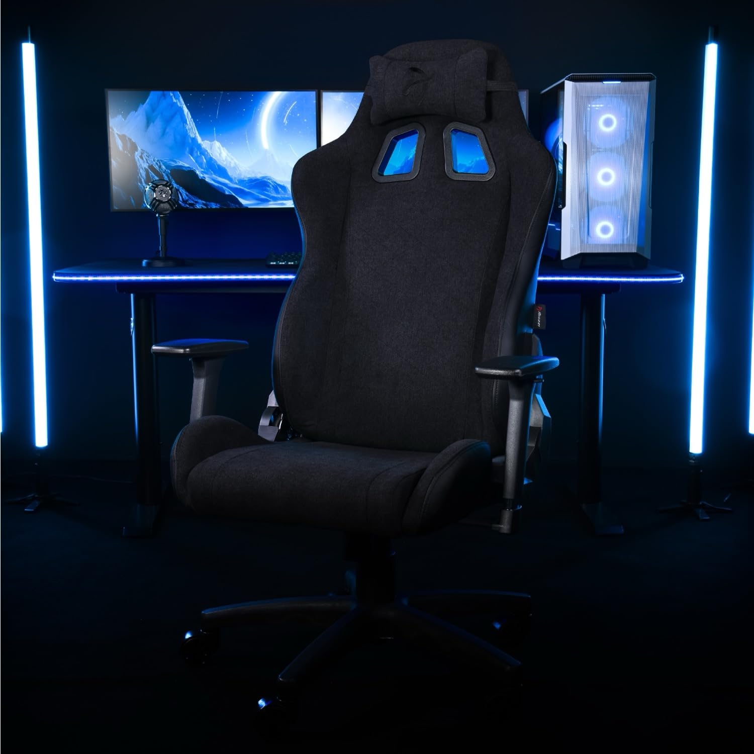 Arozzi Avanti Soft Fabric Gaming-Stuhl, Pure Black