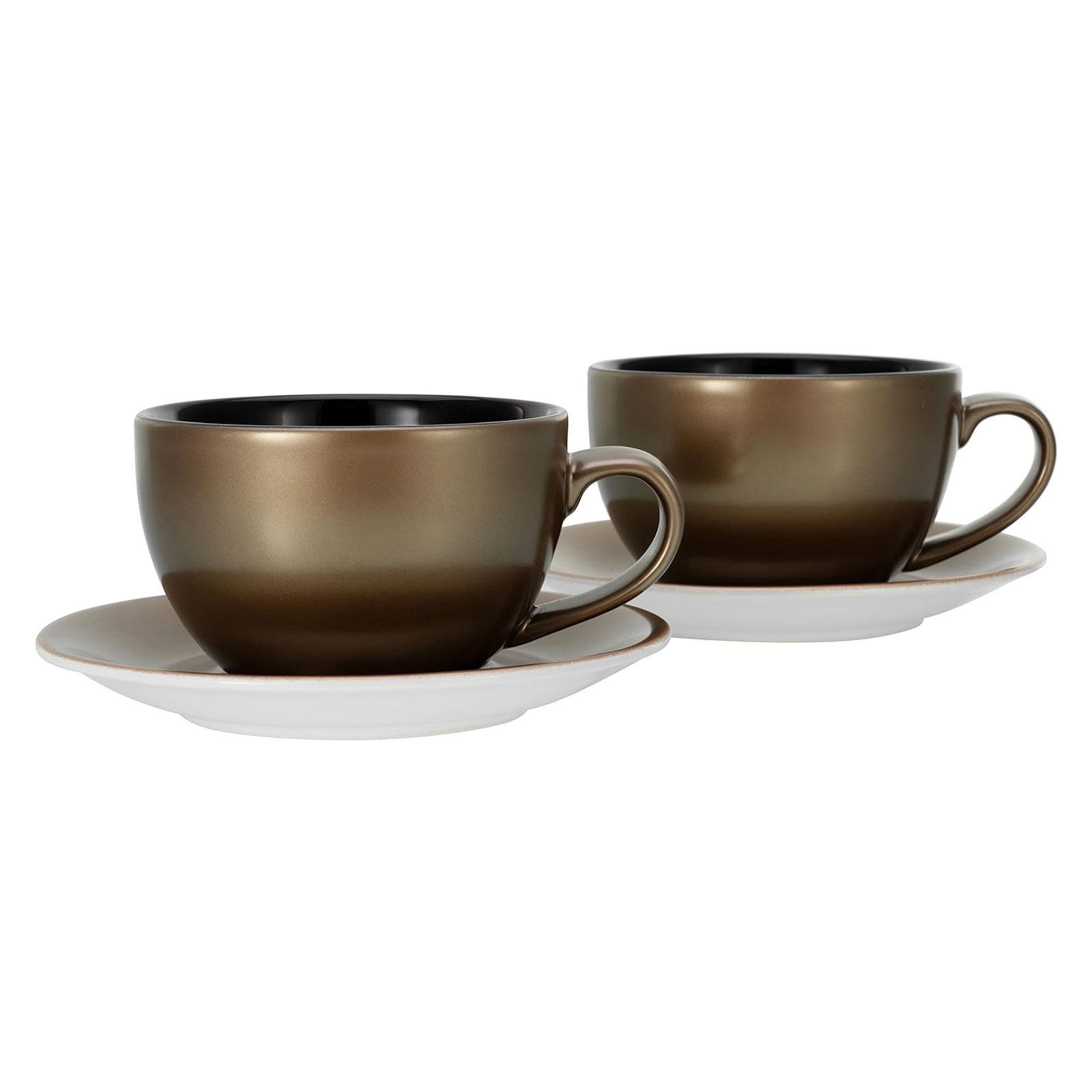 CreaTable, 25850, Serie GOLDEN DAYS schwarz Bistrotassen, Cappuccino Set 4 teilig
