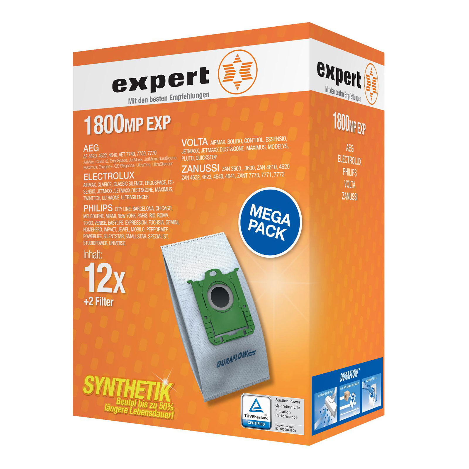 expert 1800 MP EXP - 2019 Staubsaugerbeutel (kompatibel zu ausgewählten Modellen von AEG, Electrolux, Philips, Volta, Zanussi) expert 1800 MP EXP - 2019 Staubsaugerbeutel (kompatibel zu ausgewählten Modellen von AEG, Electrolux, Philips, Volta, Zanussi)