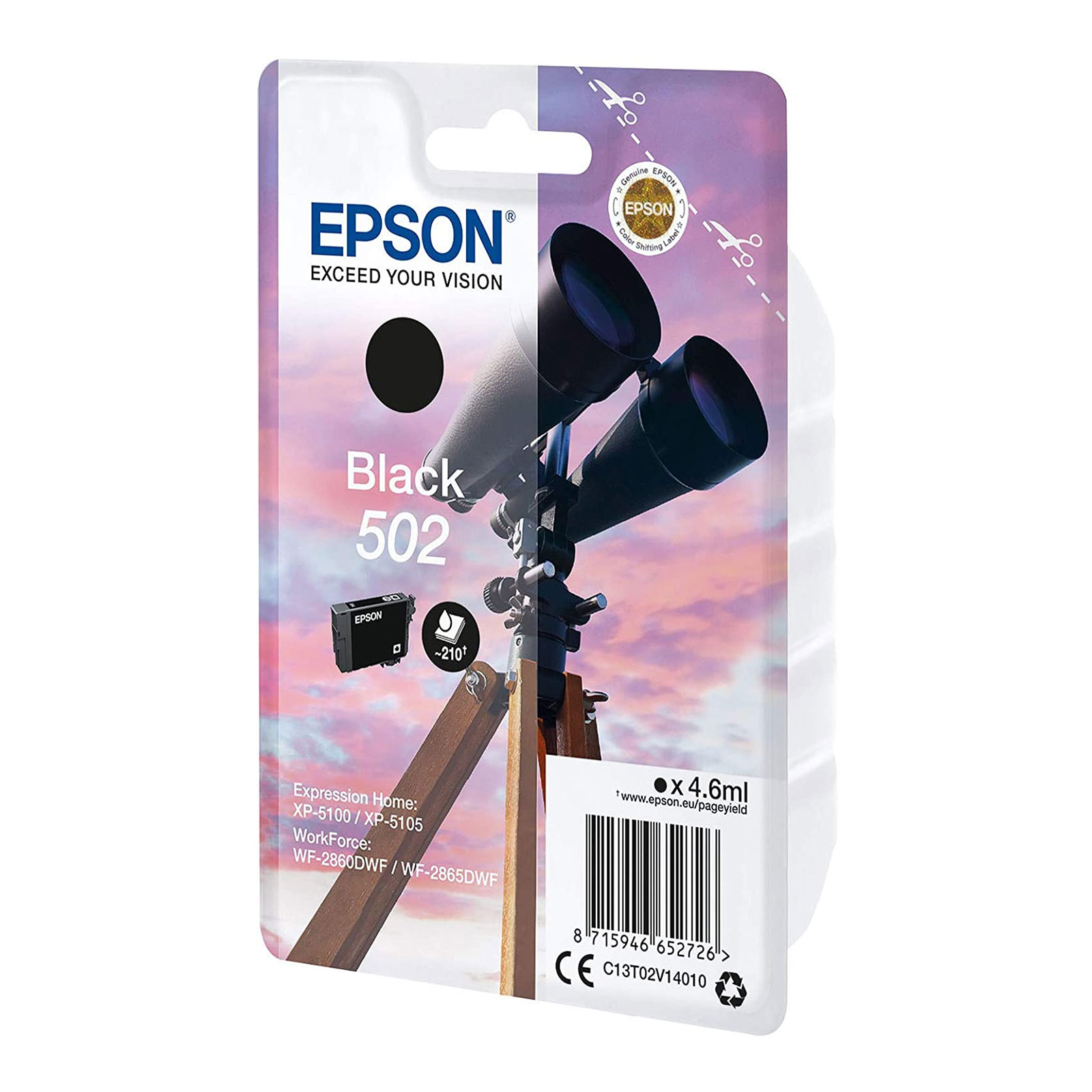 Epson C13T02V14010 Singlepack 502 Ink Serie "Fernglas" Black