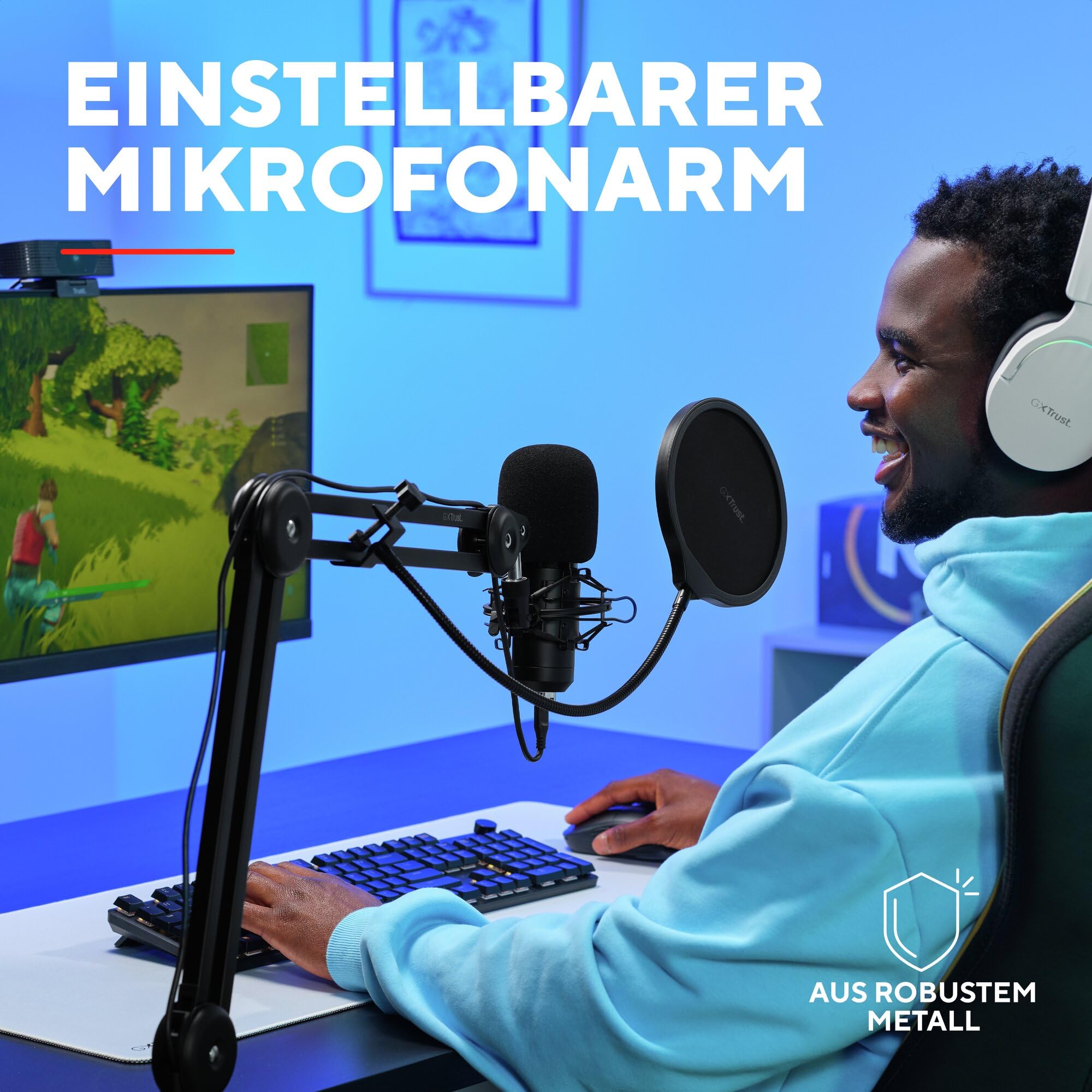GXTrust 270 Emita II+ Mikrofon mit Arm, Windfilter und Popfilter