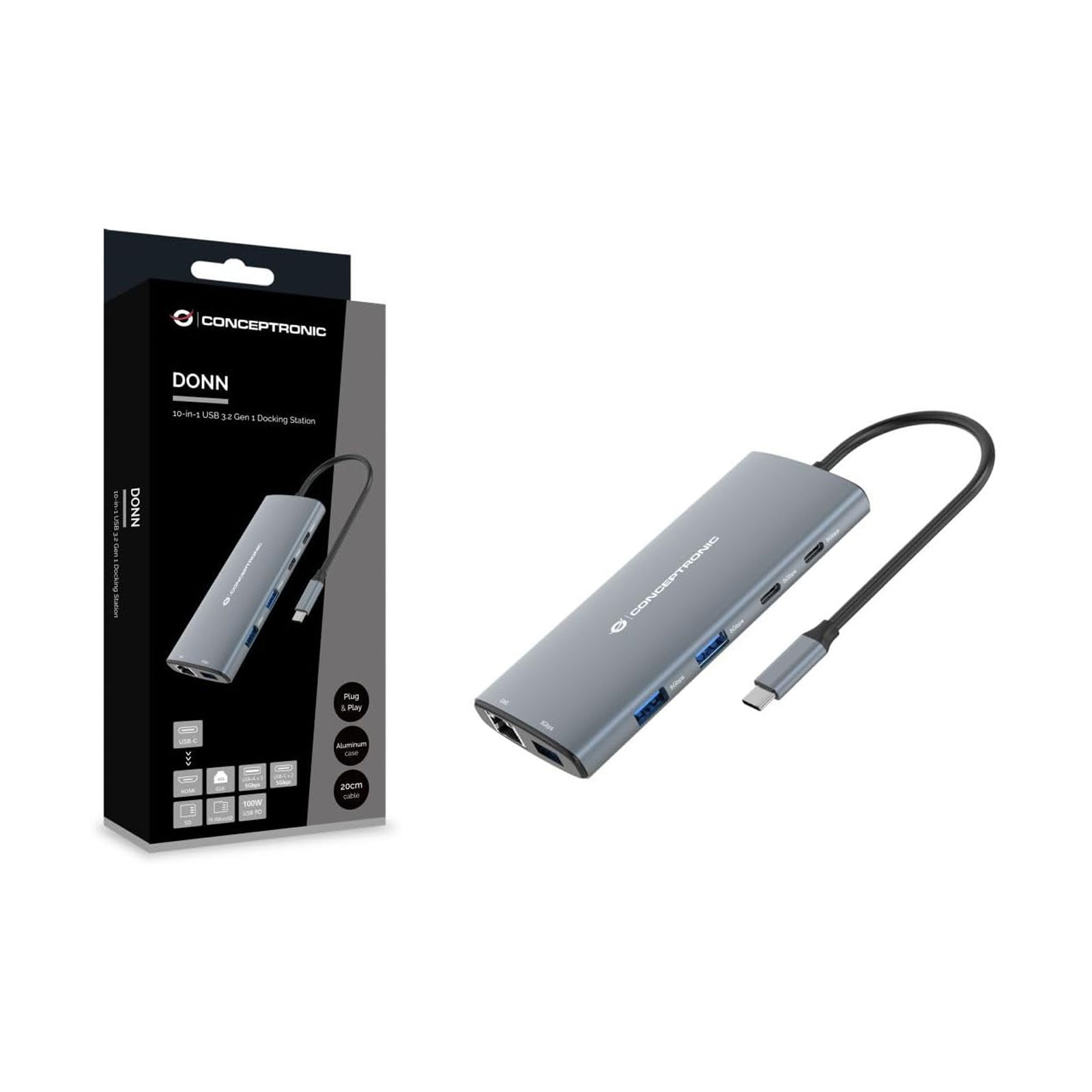 CONCEPTRONIC DONN06G 10-in-1 USB 3.2 Gen 1 Docking Station