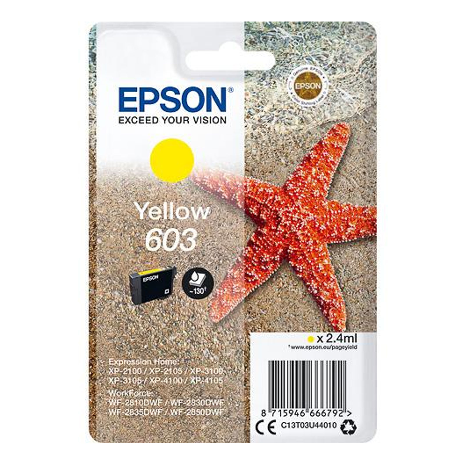 Epson C13T03U44010 Singlepack 603 Original Tinte "Seestern" Yellow