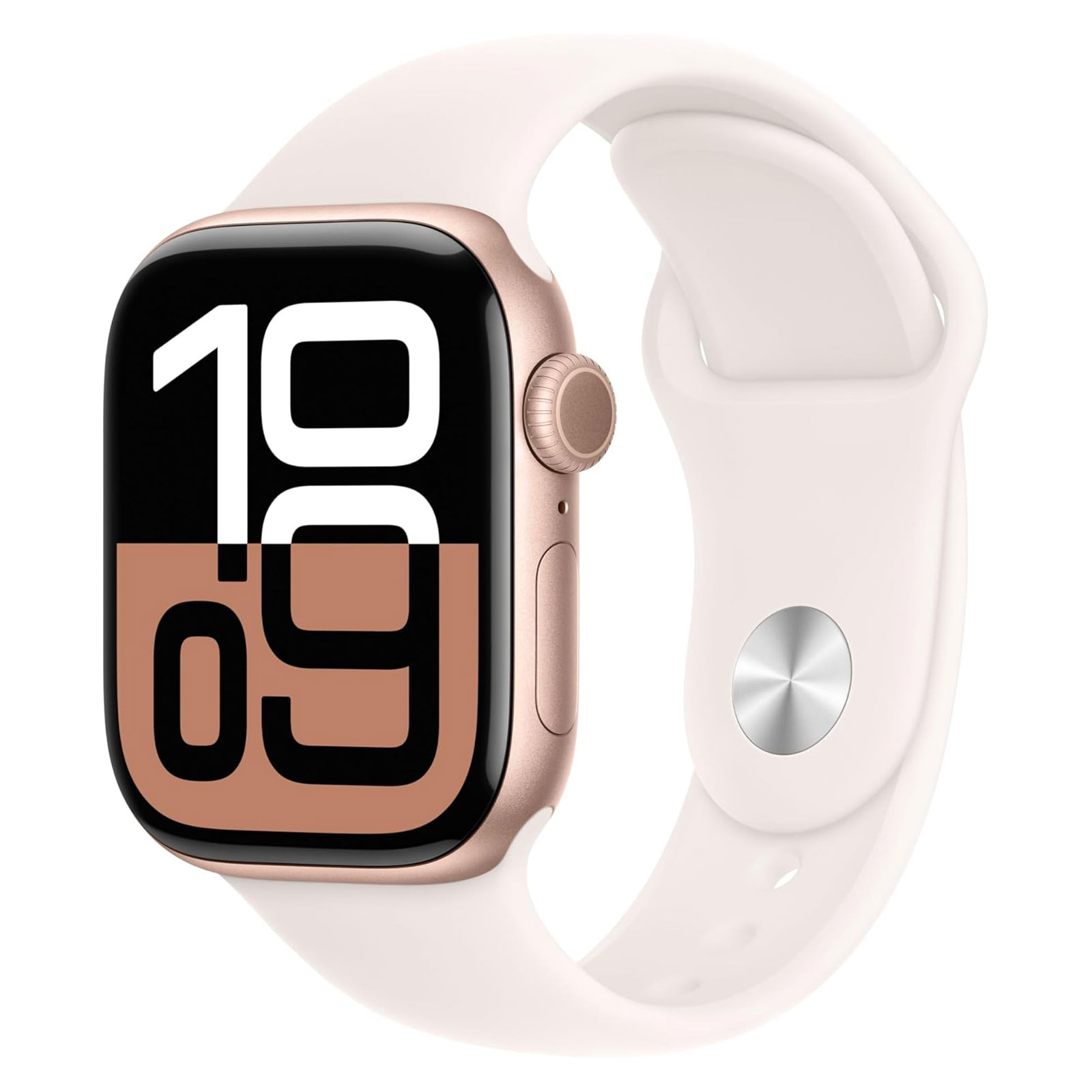 Apple Watch Series 10 GPS, 42 mm Aluminiumgehäuse Rosegold, Sportarmband Blassrosa - S/M