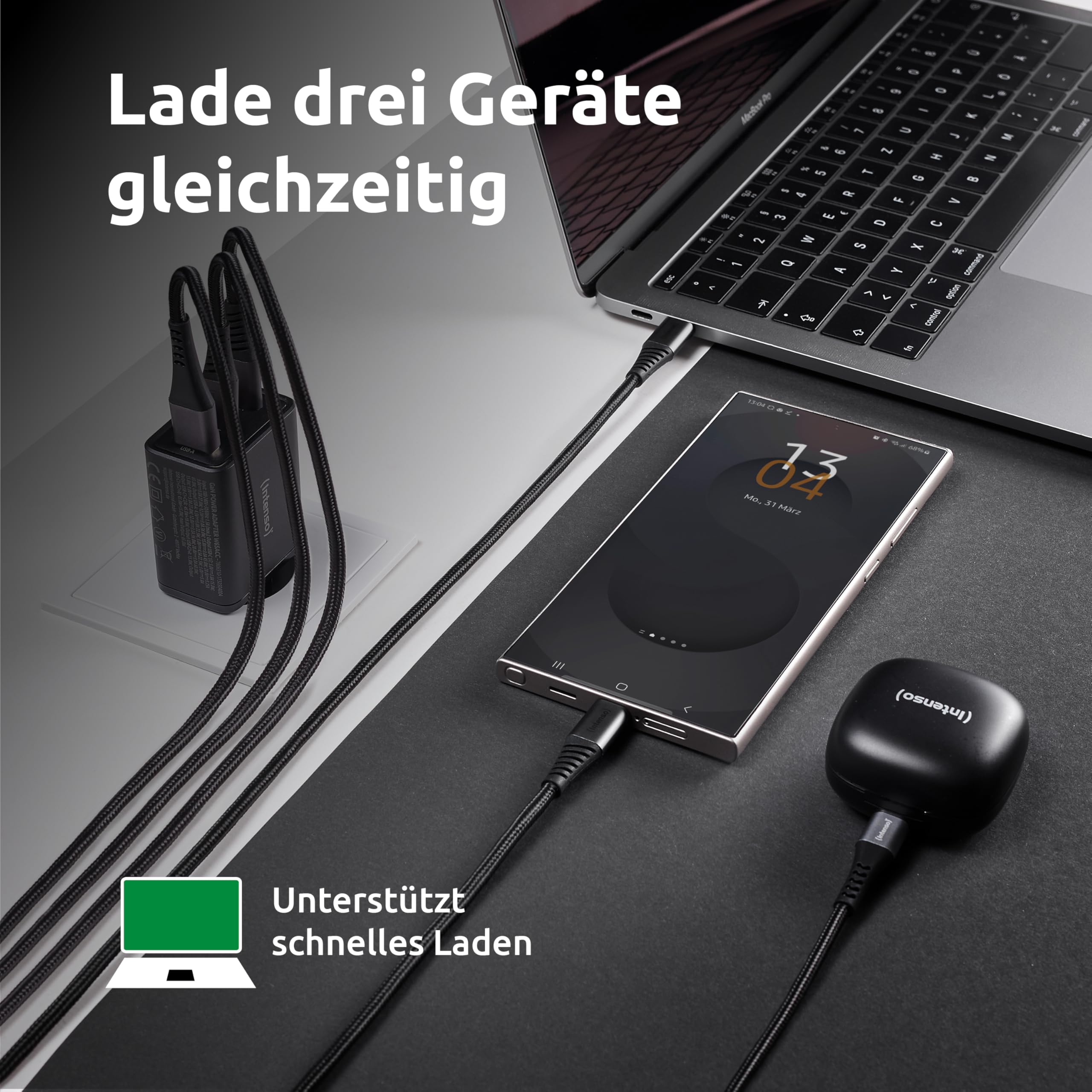 Intenso Power Adapter W65ACC GaN, 65W, Super schnelles Laden