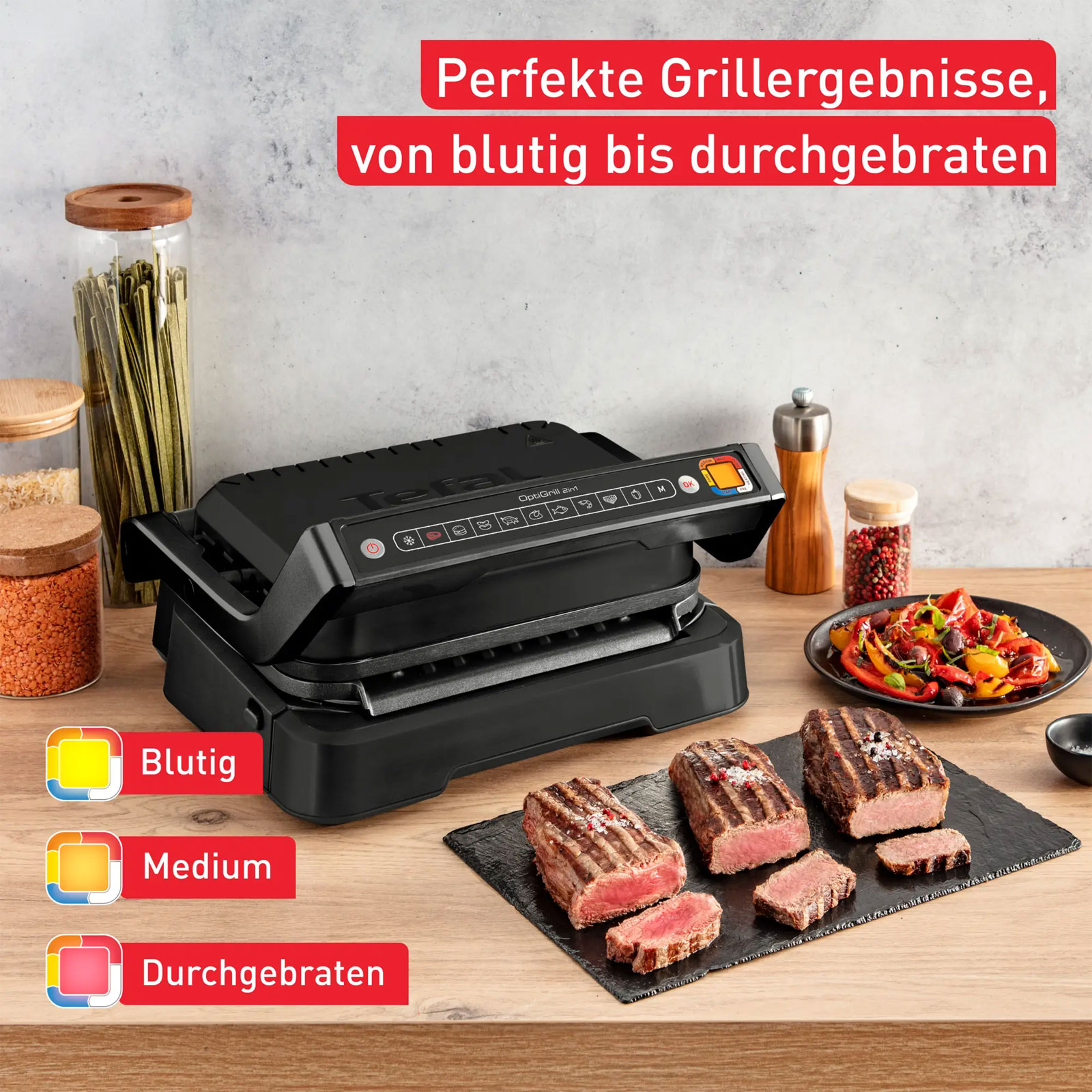 TEFAL GC7748 Kontaktgrill OptiGrill 4in1 inklusive Tipp-Kick Spiel