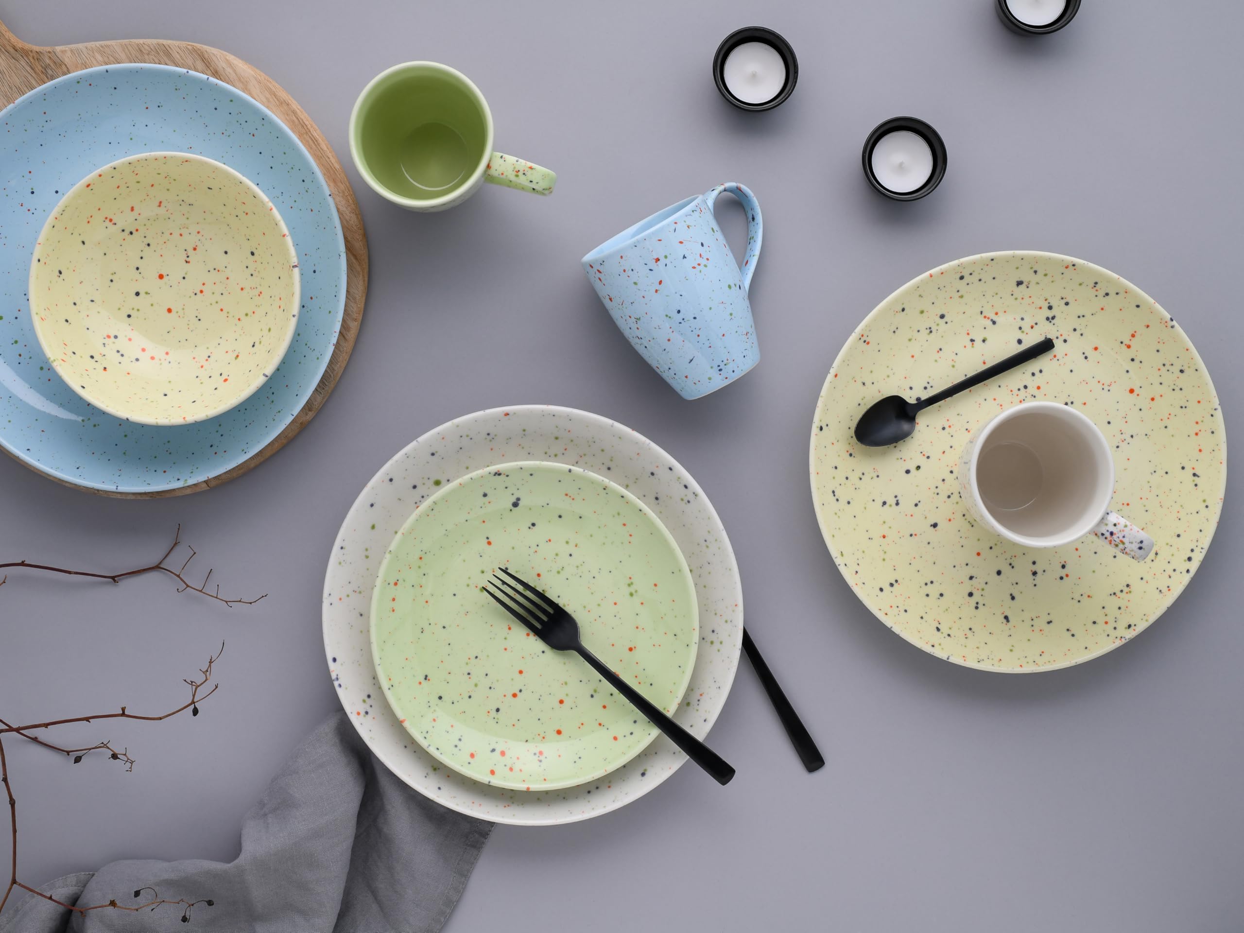 CreaTable, 24280, Serie Confetti Bunt, 16-teiliges Geschirrset für 4 Personen