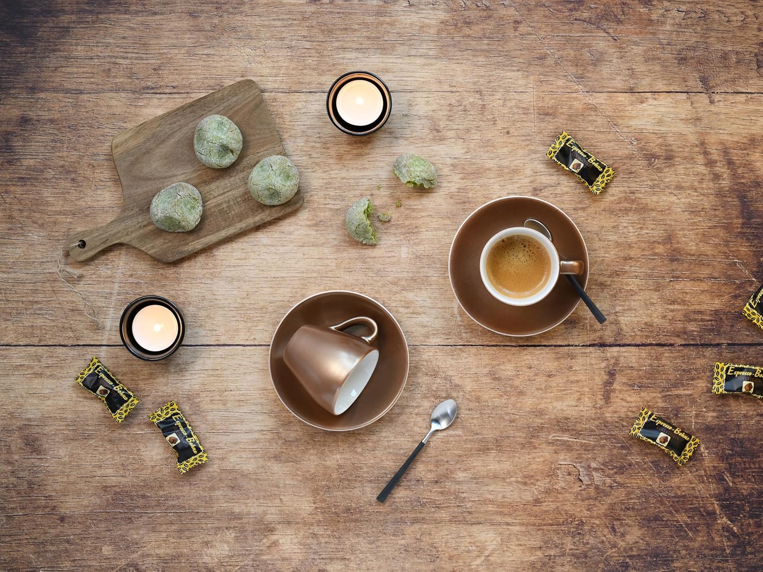 CreaTable, 24326, Serie Golden Days Weiß, 12-teiliges Geschirrset, Espresso Set aus Steinzeug