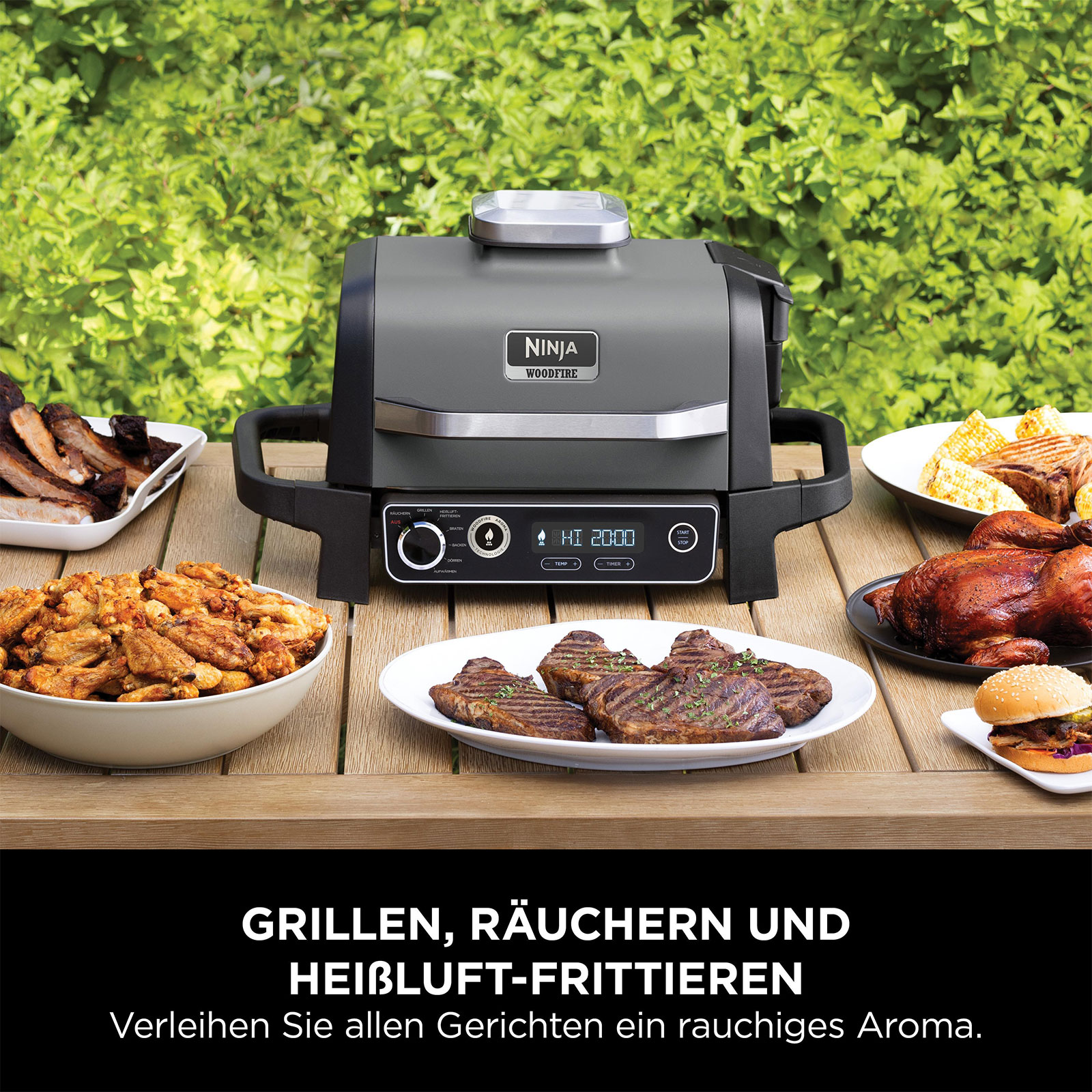 Ninja OG701EU Woodfire Elektrischer Outdoor Grill & Smoker