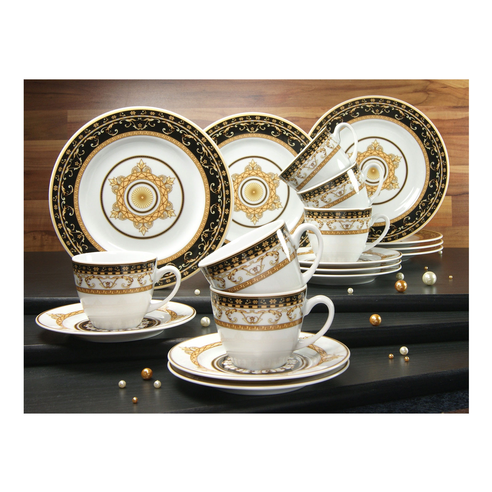 CreaTable, 15084, Serie Majestosa schwarz, Geschirrset Kombiservice 30 teilig