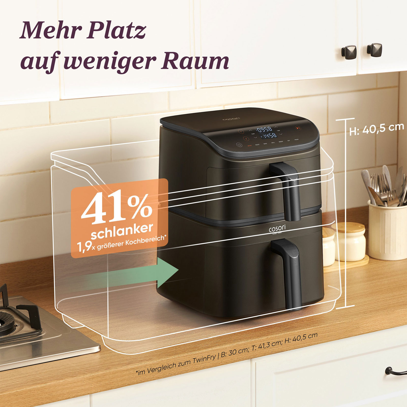 Cosori CAF-DC121-ADER Doppel-Heißluftfritteuse Cosori CAF-DC121-ADER Doppel-Heißluftfritteuse