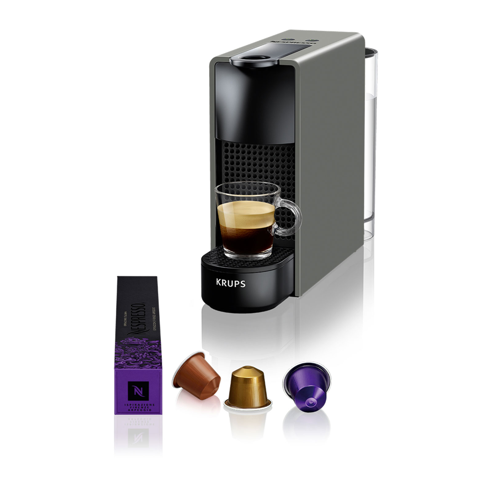 Krups XN110B Essenza Mini Nespressomaschine Grau