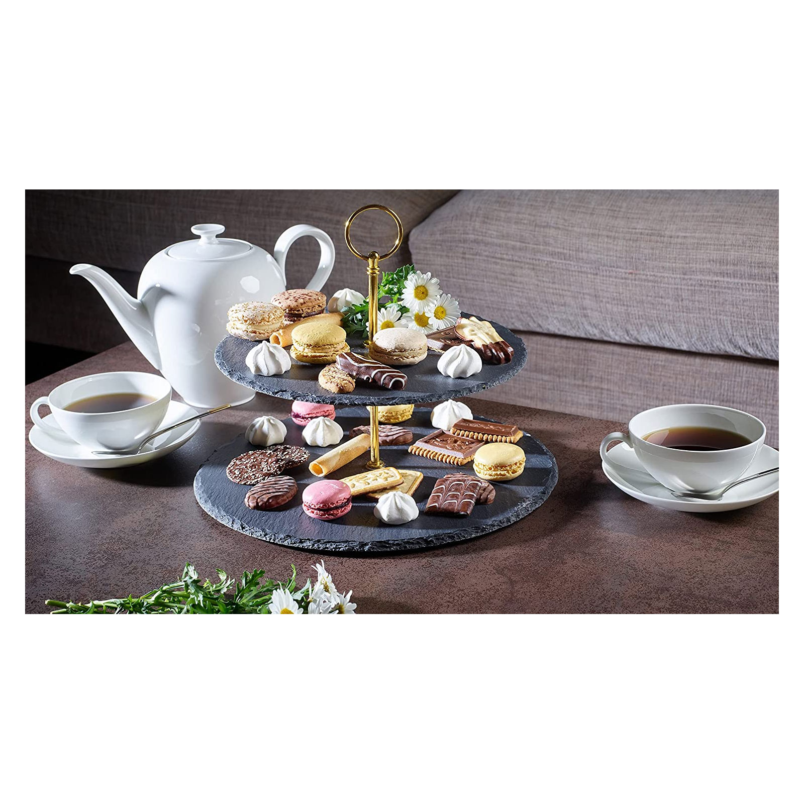 Echtwerk Schiefer Etagere 2‐Stöckig Echtwerk Schiefer Etagere 2‐Stöckig