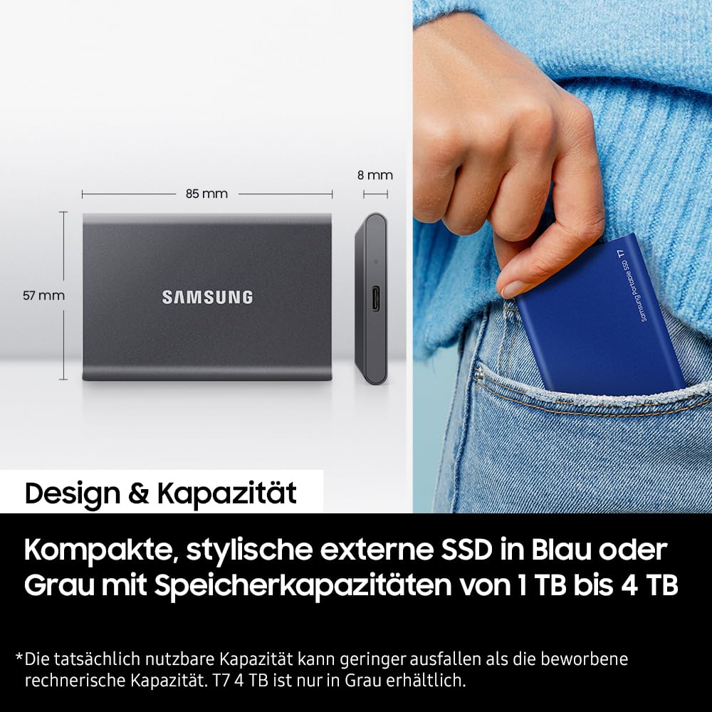 Samsung Portable SSD T7, SSD 4 TB, USB 3.2 Gen.2