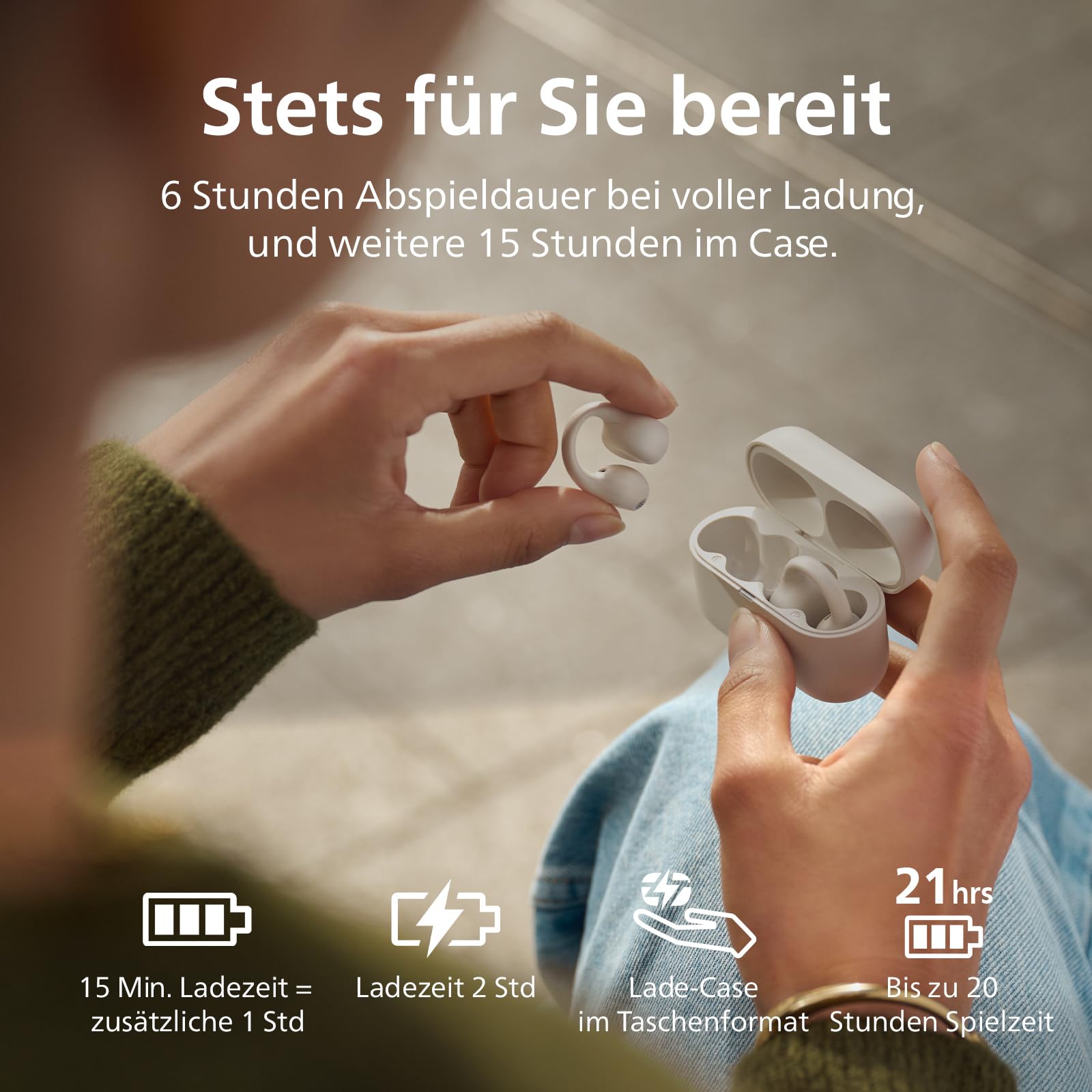 Philips TAQ2000 ohraufliegende True Wireless Multipoint-Bluetooth-Ohrhörer
