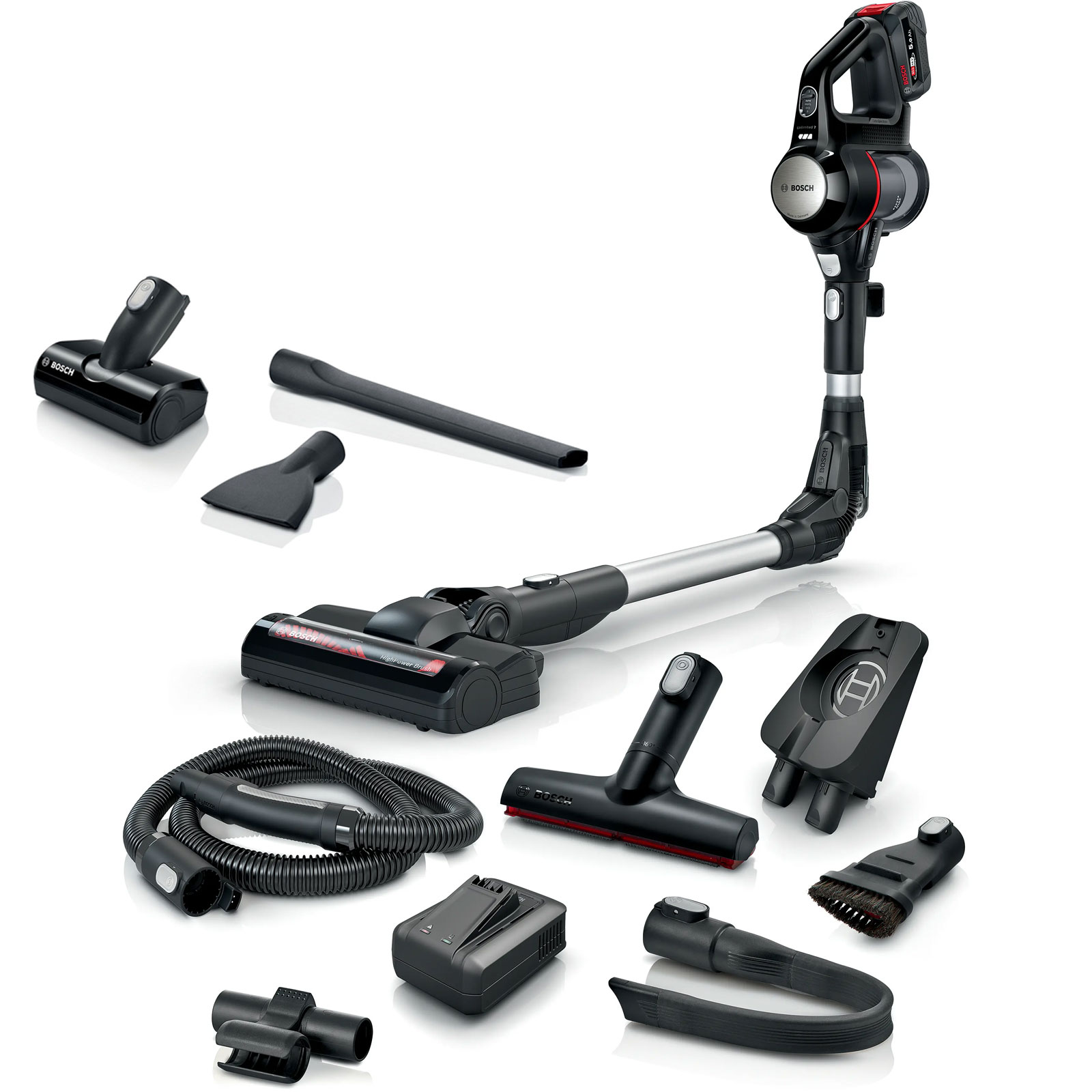 Bosch BSS715FRSH Akku-Staubsauger, Unlimited 7, Schwarz inkl Zubehör-Set BHZUKIT