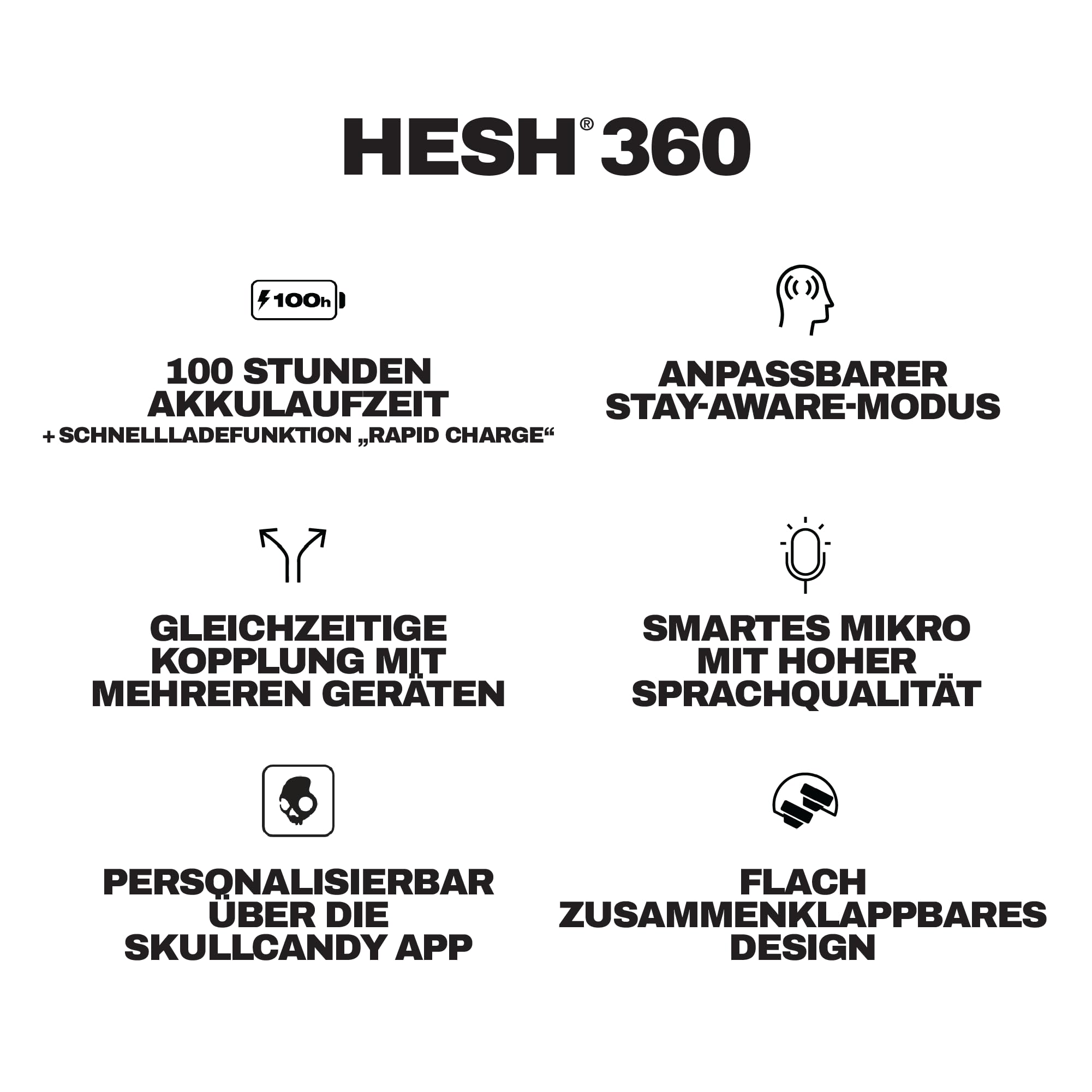 Skullcandy Hesh 360 Wireless Over-Ear Bluetooth Headphones