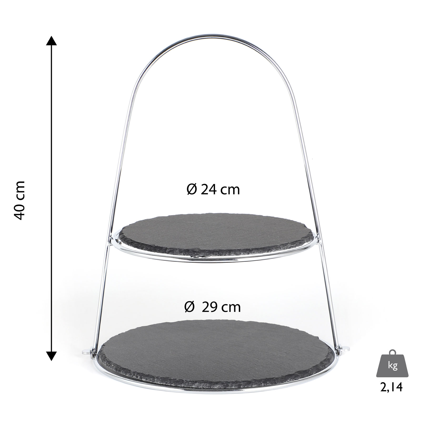 Echtwerk Schiefer Etagere (Bügel) 2‐Stöckig Echtwerk Schiefer Etagere (Bügel) 2‐Stöckig